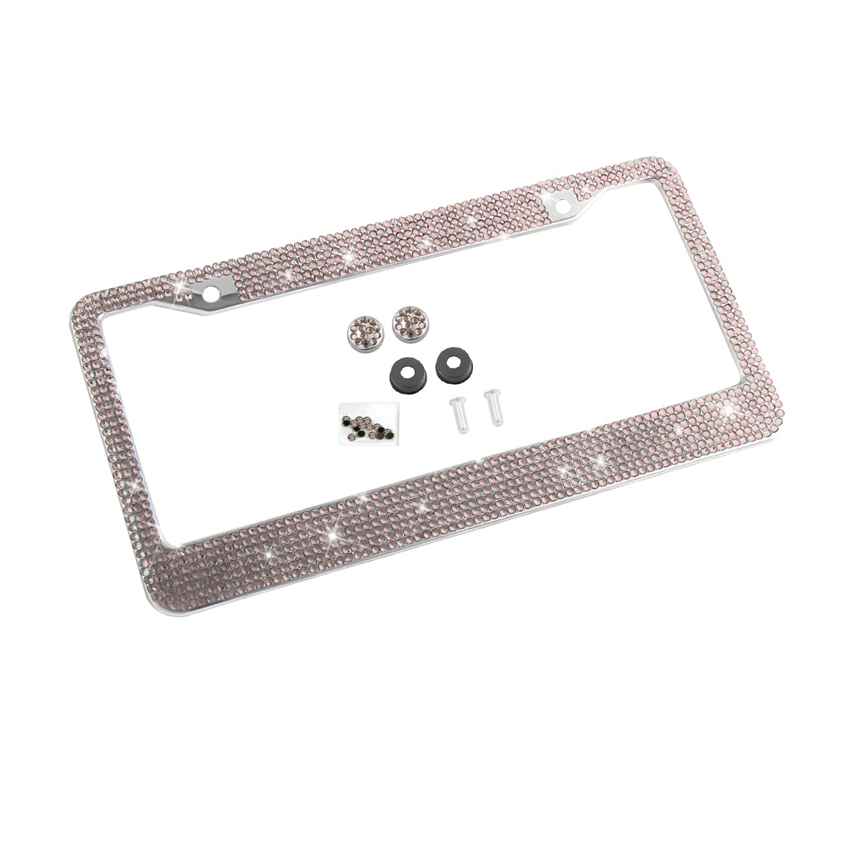 Yalok Bling Car License Plate Frame, Sparkly Rhinestone Stainless Steel License Plate Cover/Holder, Universal For Most Cars, Suvs, Vehicles With Screw Set, Auto Accessories For Women (Yellow)