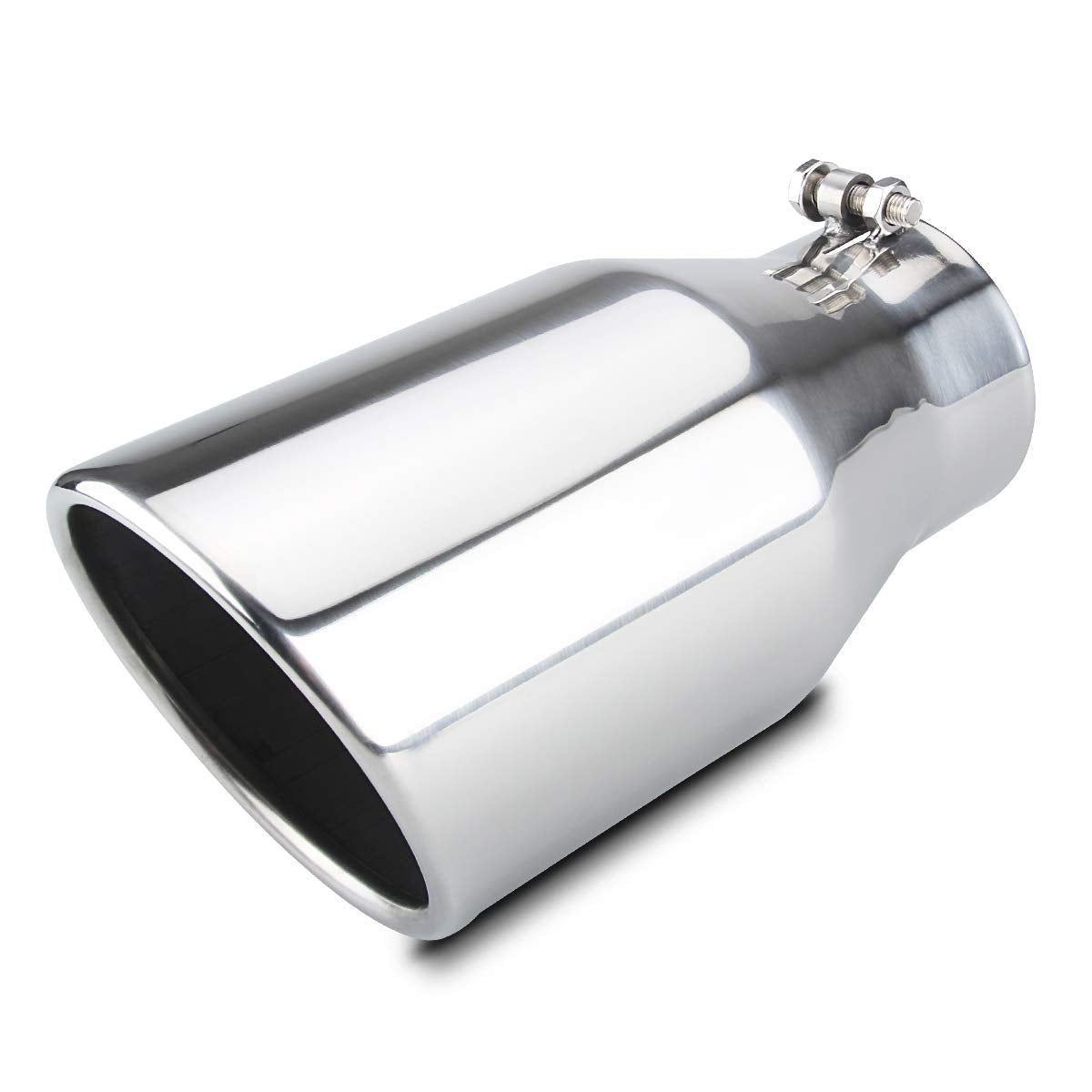4 Inlet Diesle Exhaust Tip , 6 Outlet, 12 Long Truck Tailtip, Rolled Angel Design, Polished Finished