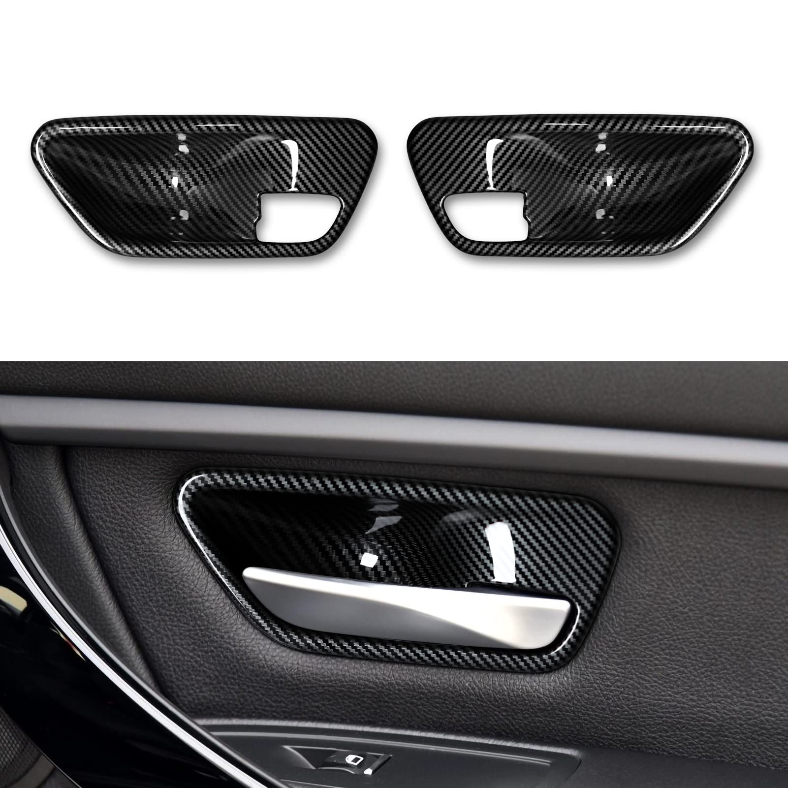 2Pcs Car Trim Door Bowl Sticker Carbon Style Abs Decal Cover Fits For Bmw 3 4 Series F30 F31 F34 3Gt F32 F33 F36 Accessories