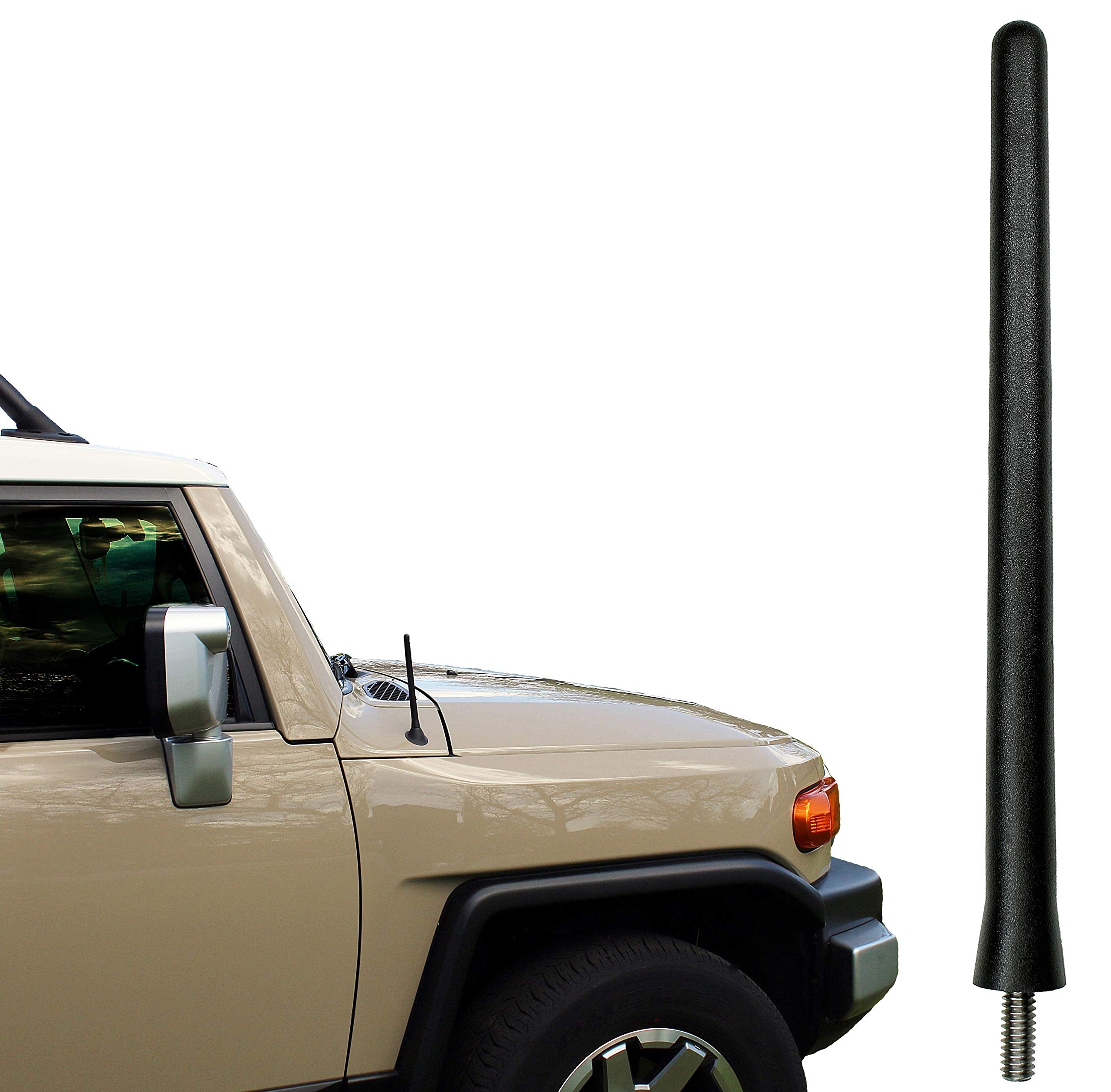 Antennamastsrus - Short Rubber Antenna Fits Toyota Fj Cruiser (2007-2015) - Usa Stainless Steel Threading - The Original 6 3/4 Inch Accessories - Car Wash Proof - Internal Copper Coil
