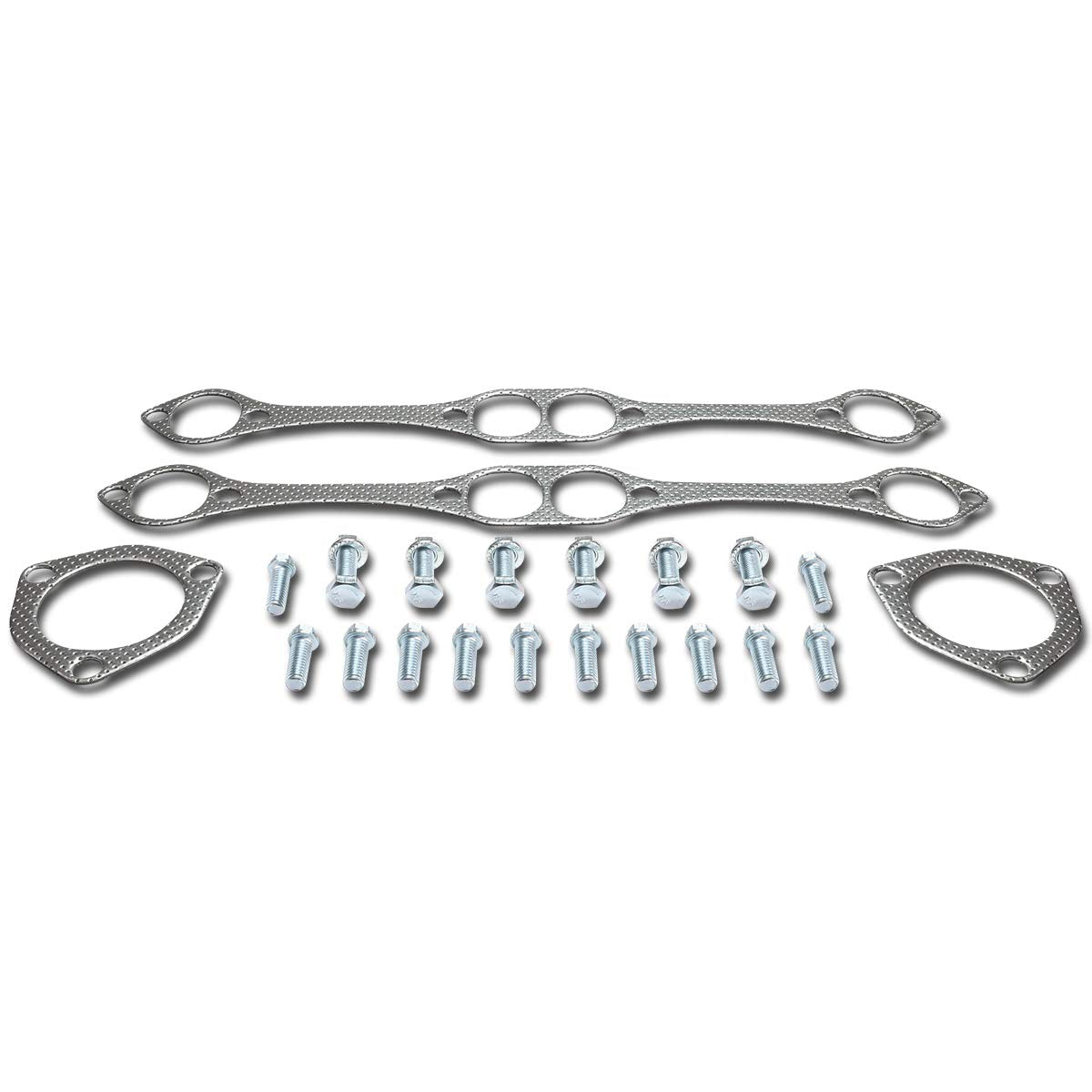 Dna Motoring Gktset-Sbc-Sb Aluminum Exhaust Manifold Header Gasket Set Replacement,Metallic