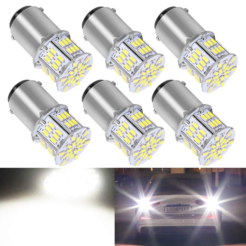 BlyilyB BA15D Bright White LED Bulbs for Car, Trailer, RV, Boat - 6 Pack Interior Tail Light Bulbs
