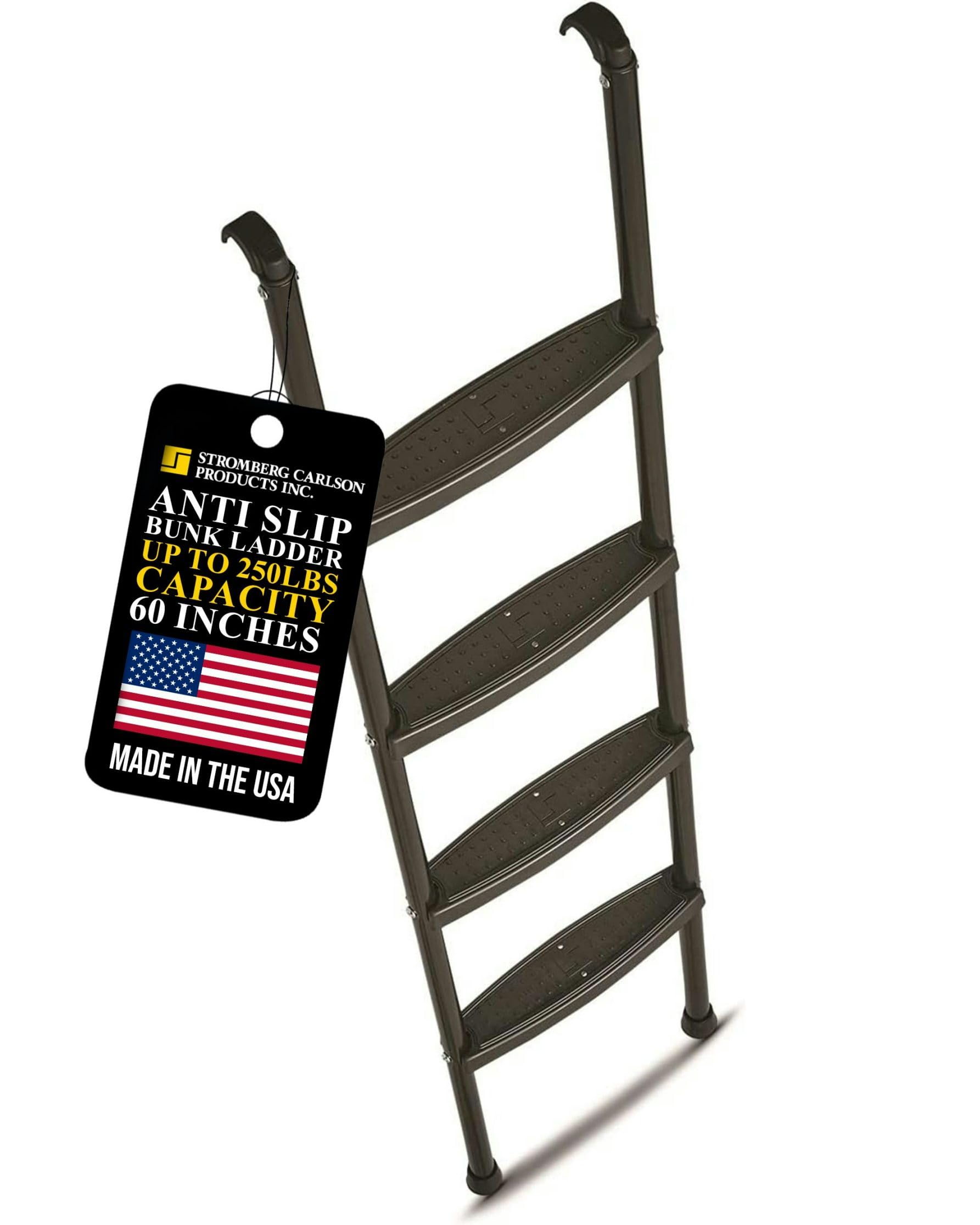 Stromberg Carlson Interior Bunk Ladder, Kd, Rv Bunk Ladder, Bunk Bed Ladder With Injection Molded Treads, Hooks And Mounting Hardware Included, Can Be Used As Dorm Loft Ladder - Black 60