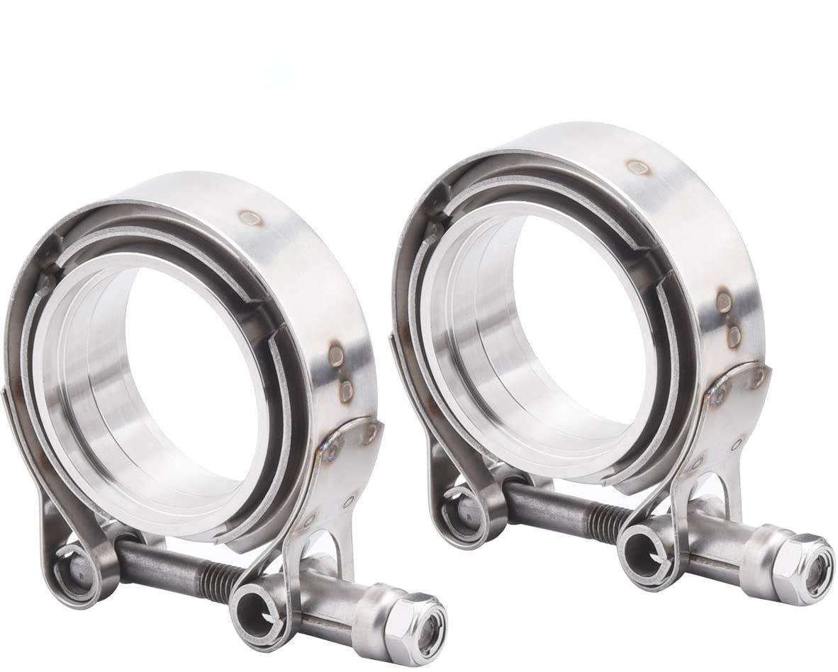 Sykrss 2.25 Universal Stainless Steel V Band Clamp Flat Flange Kit Assembly (2.25Inch, 2Pcs)