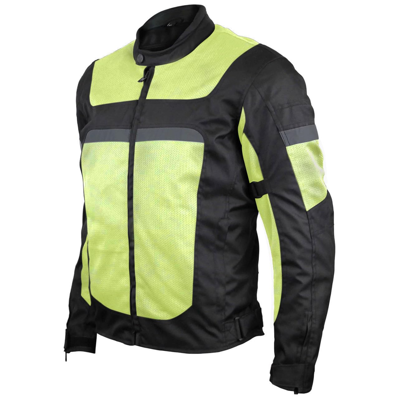Vance Leather Revo Mens Advanced All-Season Hi-Viz Reflective Mesh & Textile Motorcycle Jacket W/Ce Armor & Removable Liner (Hi-Viz Green, X-Large)