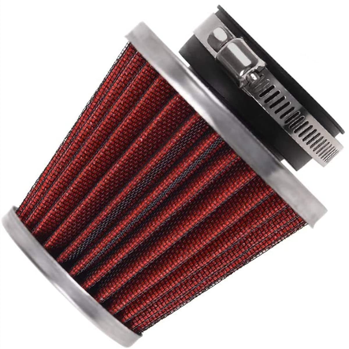 Evermotor 34Mm 35Mm 36Mm Universal Double Layer Steel Air Filter Carburetor Cleaner For Motorcycle Scooter Atv Moped Red