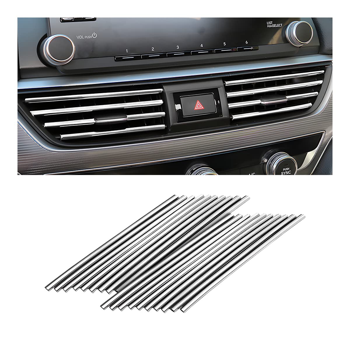 20 Pieces Car Air Conditioner Decoration Strip For Vent Outlet, Universal Waterproof Bendable Air Vent Outlet Trim Decoration, Suitable For Most Air Vent Outlet, Car Interior Accessories (Silver)