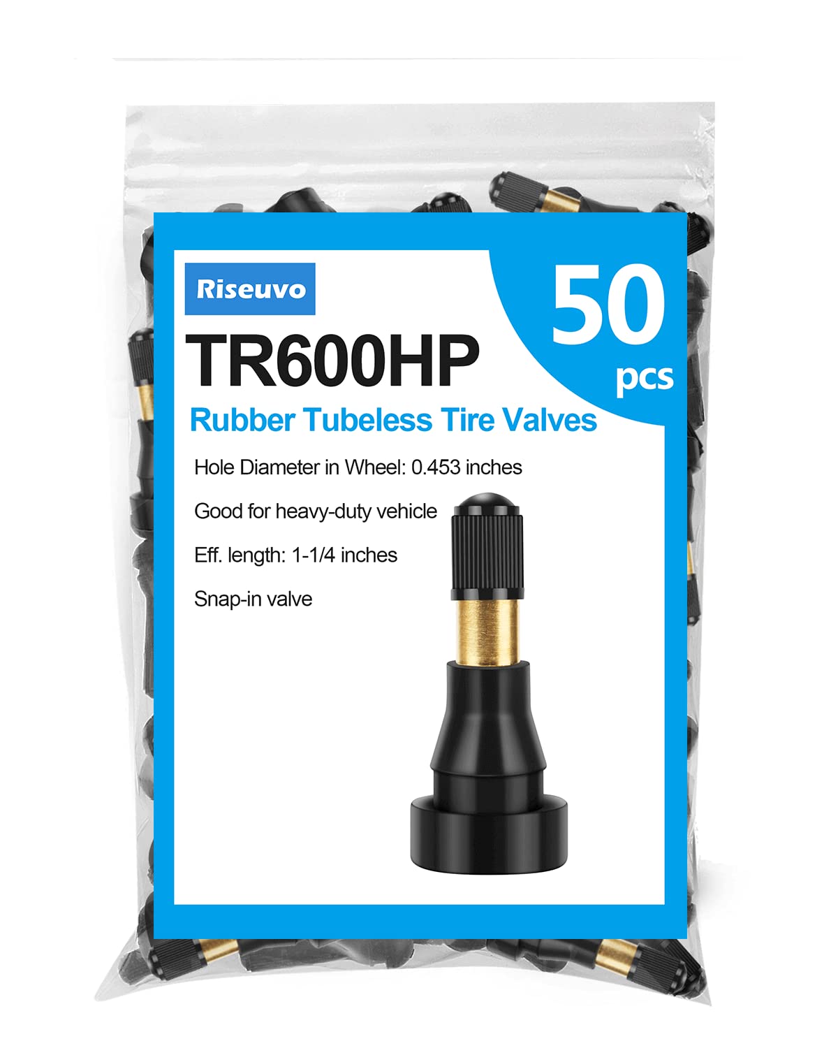 Riseuvo 50Pcs Tr600Hp High Pressure Tire Valve Stem High-Pressure Tubeless Snap-In Valves .453 Good For Larger Or Heavy-Duty Vehicle