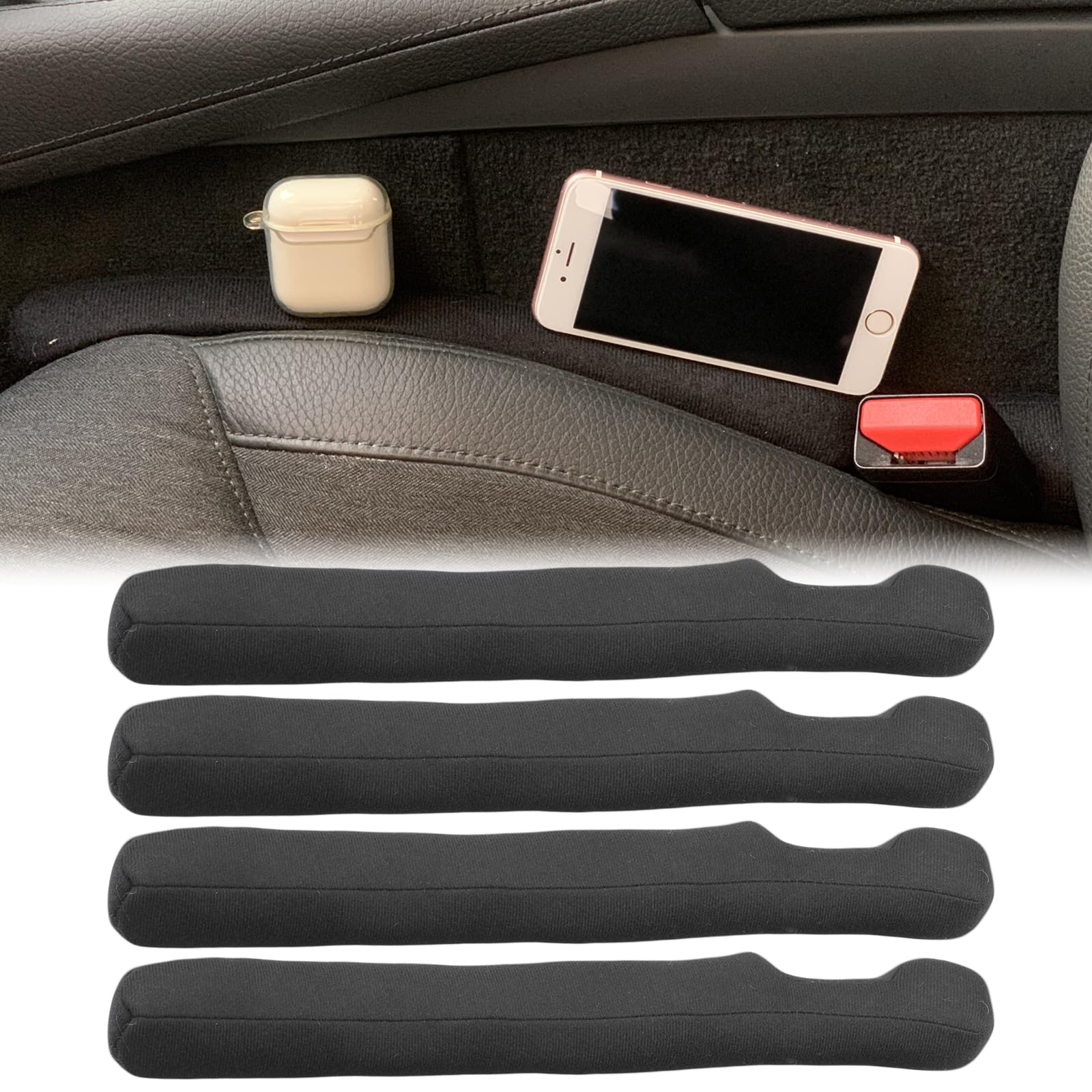 Ylxgt Car Seat Gap Filler Universal For Car Suv Truck Fit Organizer Fill The Gap Between Seat And Console Stop Things From Dropping Black 4Pcs