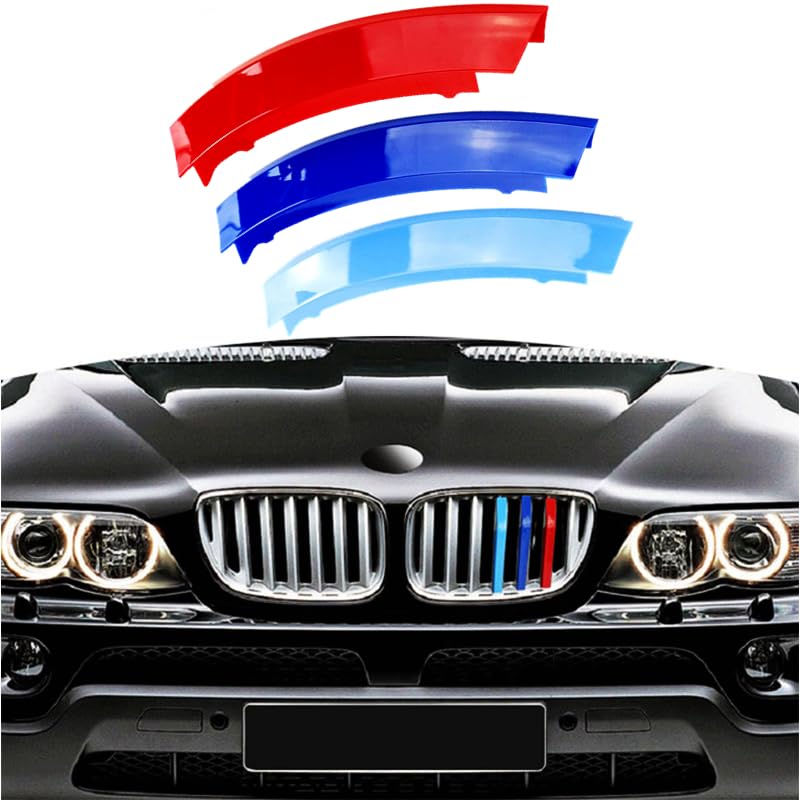 Exact Fit ///M-Colored Grille Insert Trims Compatible With Bmw 2014-2018 F15 X5 And 2015-2016 F16 X6 (Does Not Fit 2017 X6) Center Kidney Grill (7Beams)
