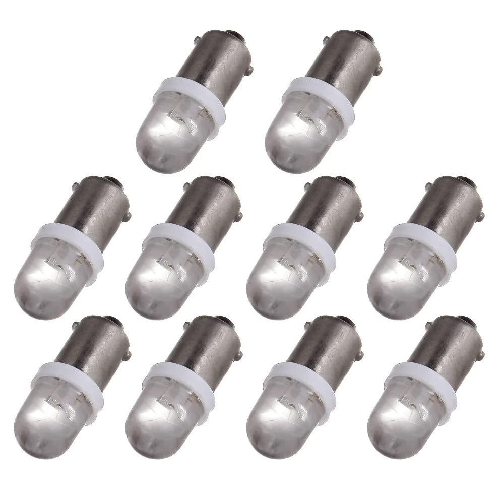 Cciyu 10X Xenon White Ba9S Led Lamp Instrument Cluster Panel Dash Light Bulbs Bayonet 56-76 For Ford For Dashboard Gauge Cluster Speedometer Odometer Map Light 3886X 3893 6253 64111 64113 64115 756
