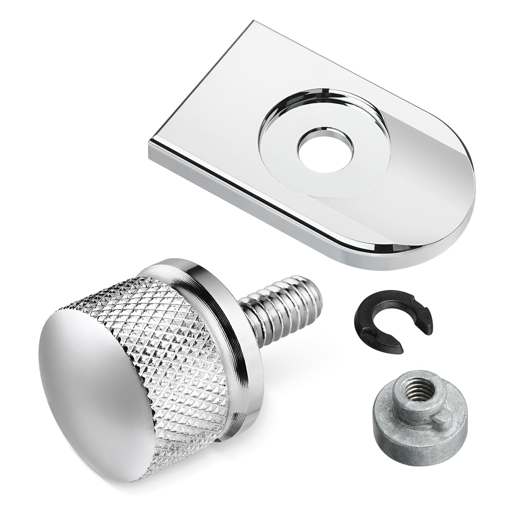 Amazicha Chrome Stainless Steel Seat Bolt Nut Tab Screw Mount for Harley Davidson Sportster Softail Touring Dyna 1997-2024, Model KXDO9481ILBVJ