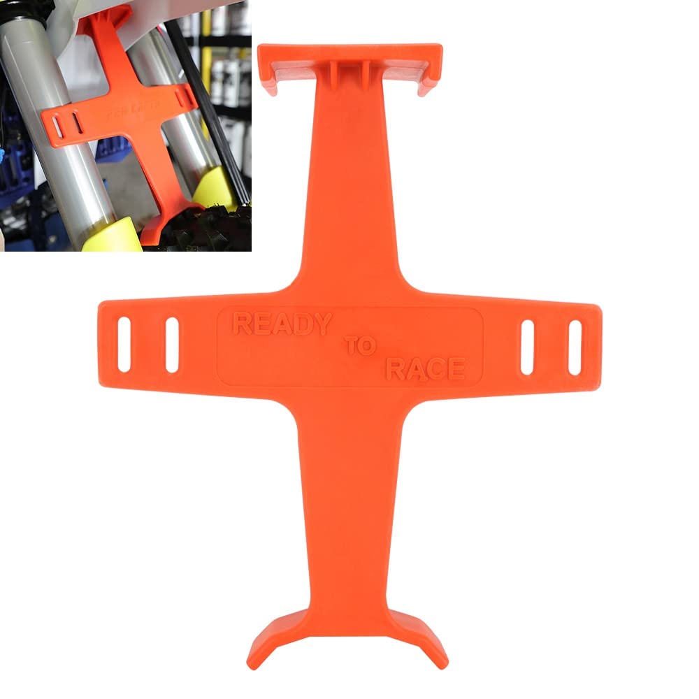 Universal Motorcycle Fork Guard Suspension Support Brace Transportation Tool Tie Down Seal Saver Protection Plastic For Dirt Bike Motocross Accessories Orange