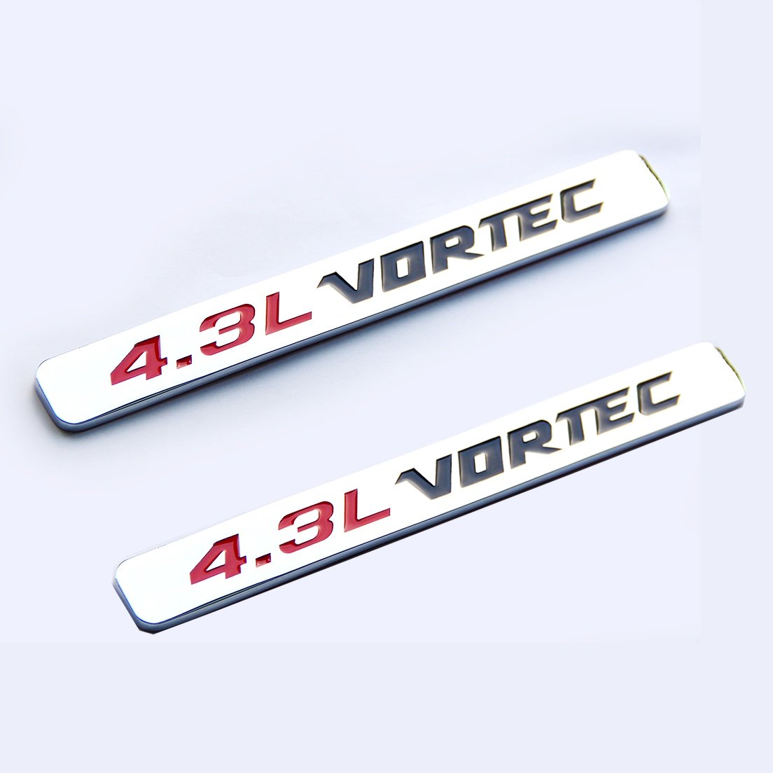 Yoaoo 2Pack Oem Black 4.3L Vortec Hood 4.3 L Emblems Engine Badge 3D Compatible With Silverado Z71 Sierra Chrome Red