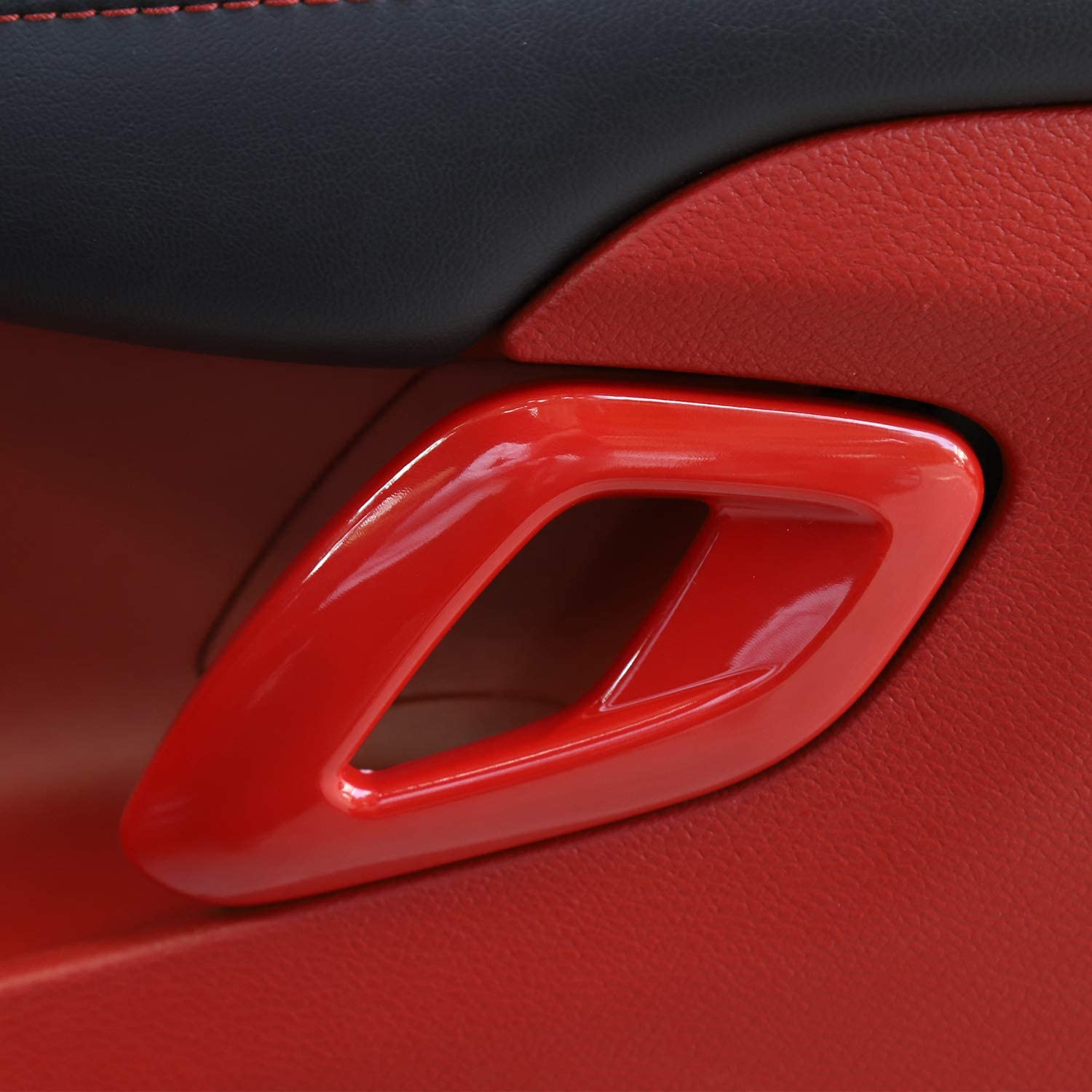 Voodonala For Challenger 2015-2023 Car Door Inner Door Handle Cover Trim Accessories For Dodge Challenger 2015-2023 (Red,Abs,2Pcs)