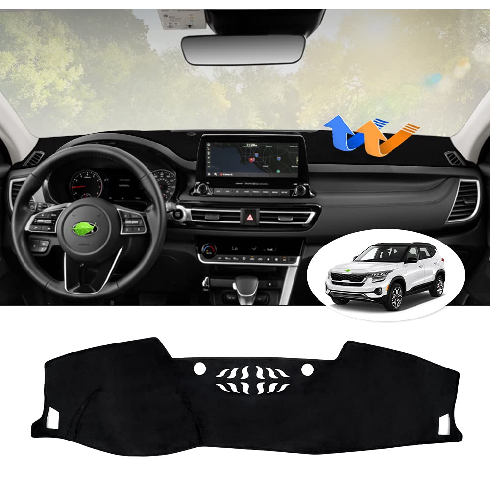 Autorder Dashboard Cover Mat For Kia Seltos 2021 2022 2023 2024 Accessories Dash Cover Flannel Dash Mat Sunshade Glare Uv Rays Protector