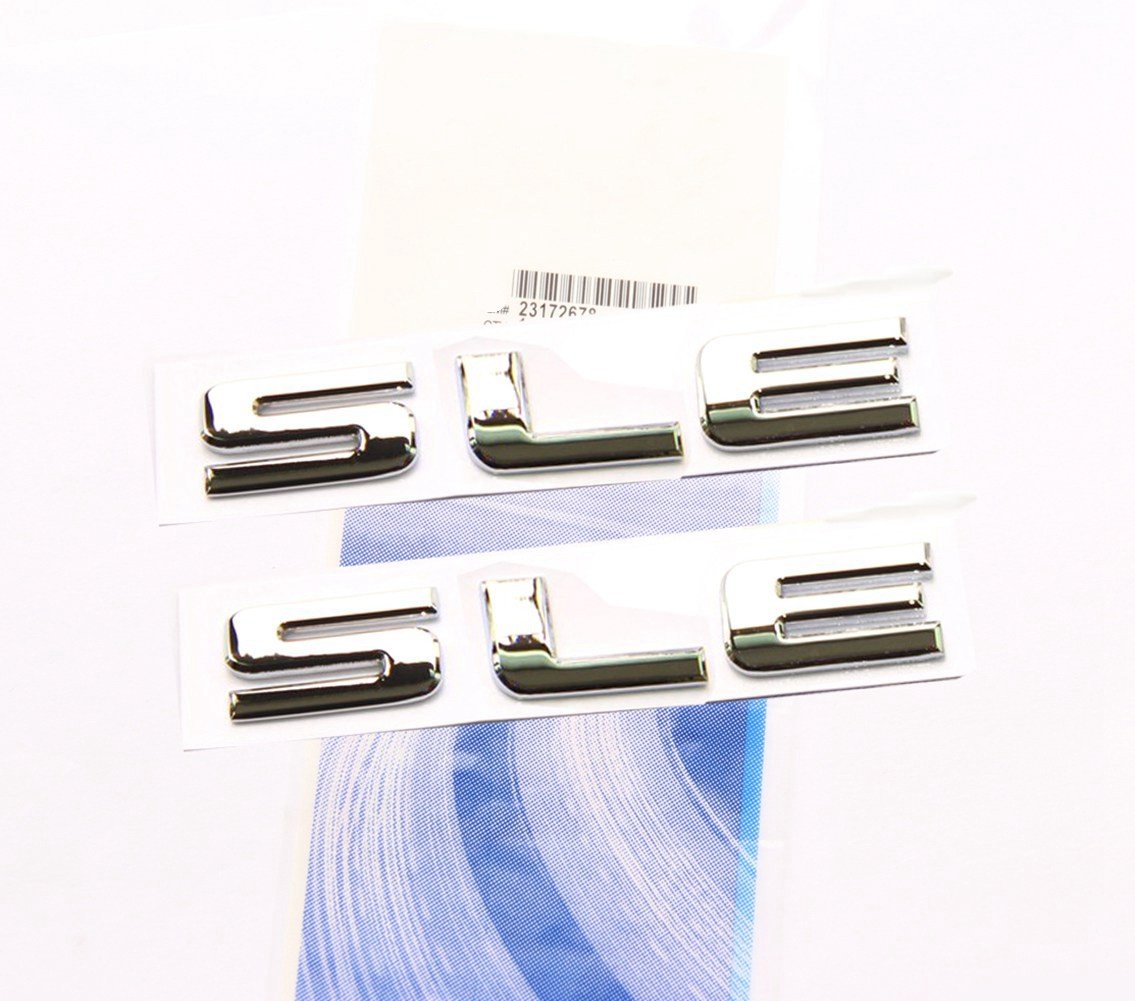 Yoaoo 2Pack Oem Chrome Sle Letter Nameplate Emblems Badges Compatible With Sierra Denali Glossy