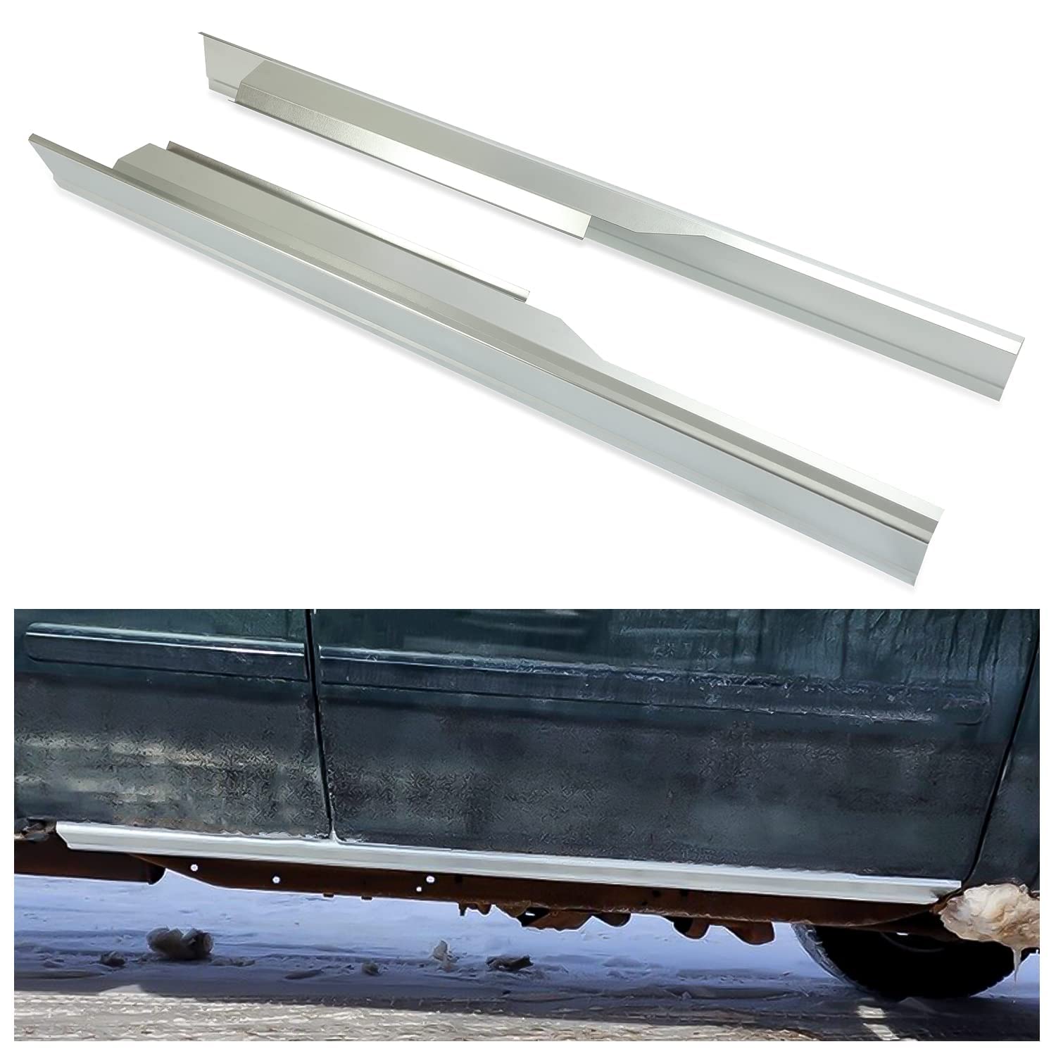 Ecotric Slip-On Outer Rocker Panels For Ford F150 1997-2003 Extended Cab Xl Xlt Lh & Rh Pair