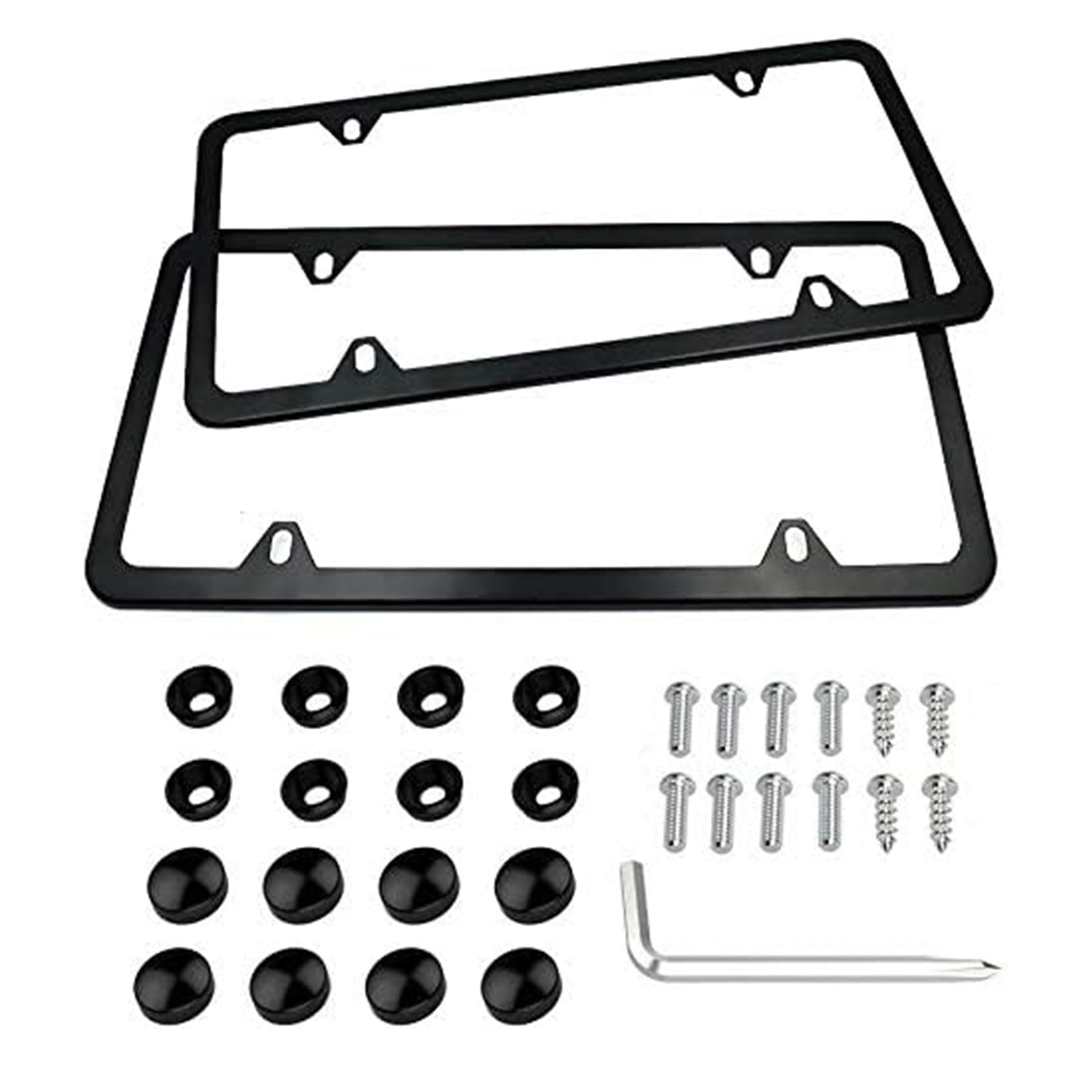 Indeed Buy License Plate Frames Black, Newest 2 Pcs 4 Holes Car Licenses Plate Covers Stainless Steel Holders Frame For Plates With Screw Caps.