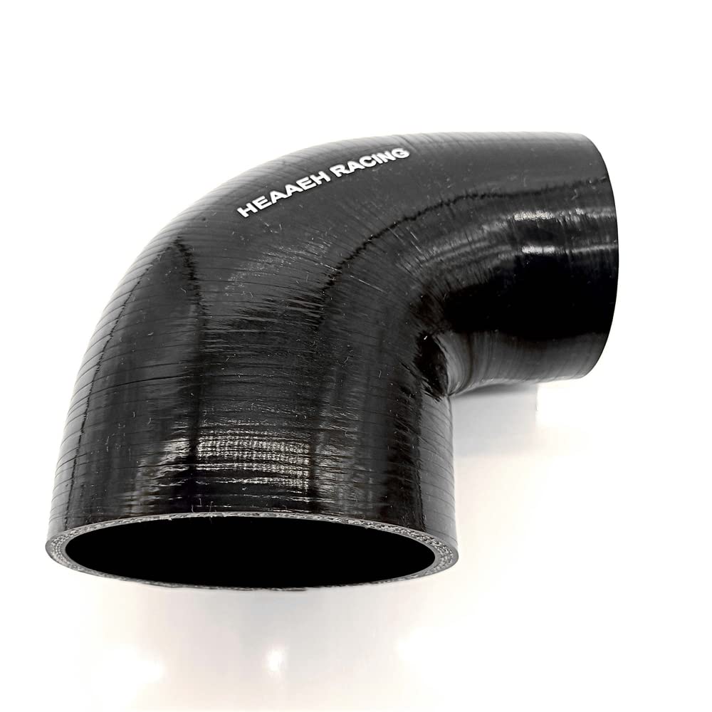 Heaaeh Racing 90 Degree Id 3 Inch To 3.5 Inch 4Ply Reducer Silicone Hose Black (76-89Mm)