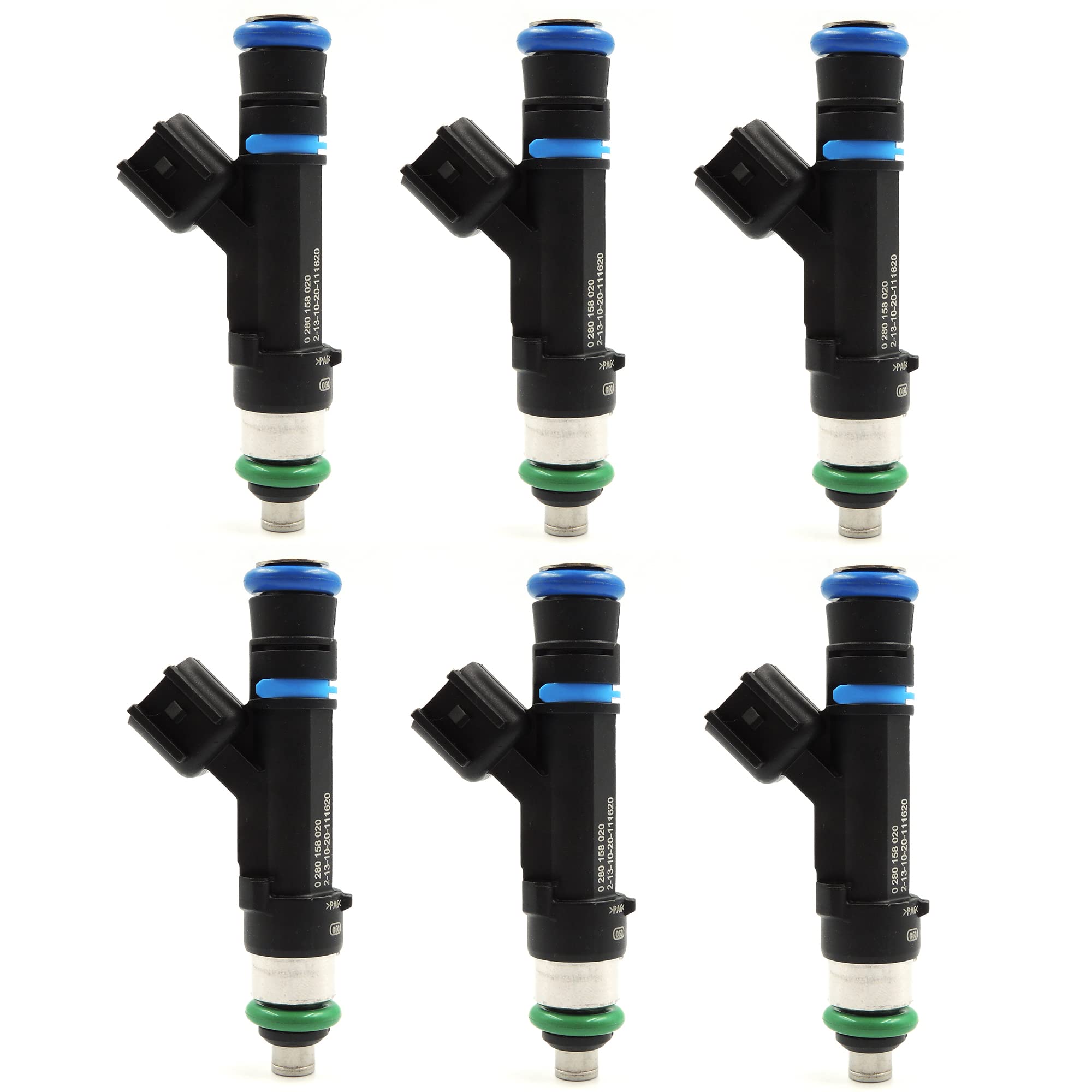 Hisport Fuel Injector 6 Pcs 0280158020 Compatible With Dakota Mitsubishi Liberty Jeep Dodge 3.7L