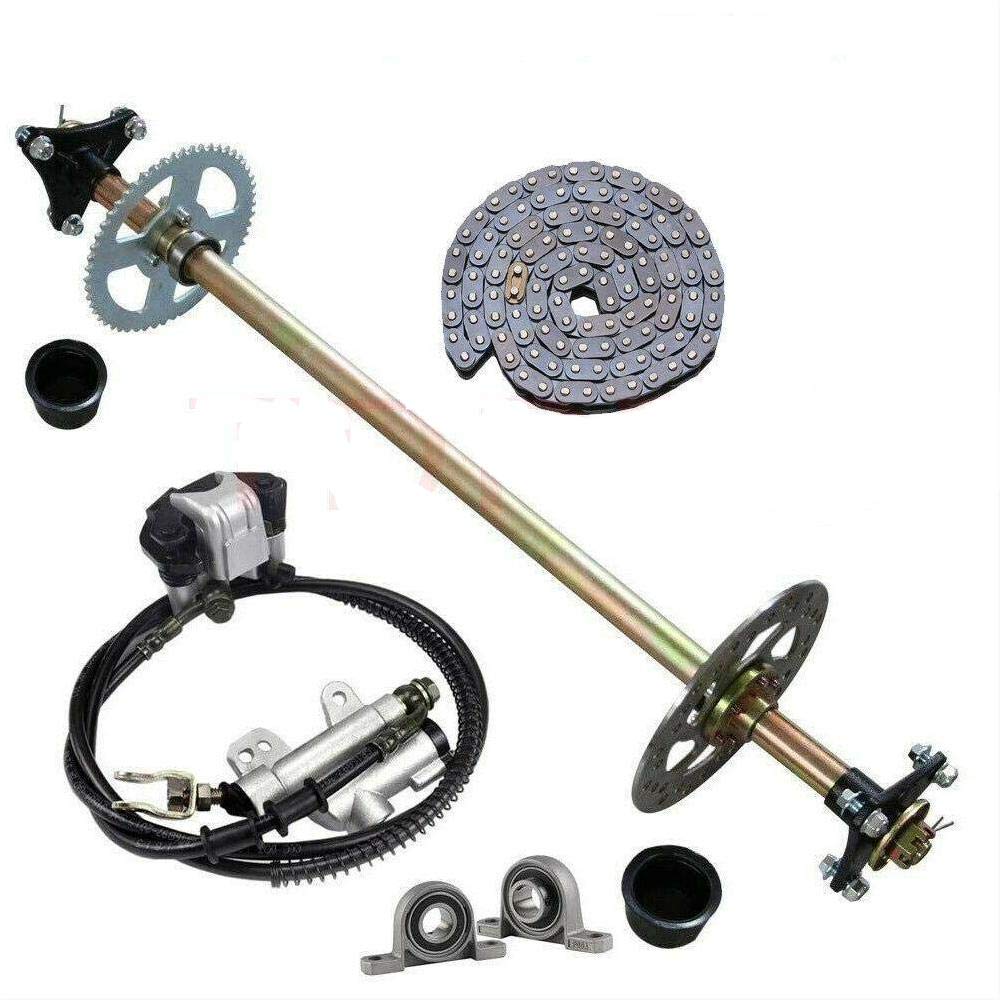 Sallurmose Upgraded 740Mm Go Kart Live Rear Axle Complete Kit With Brake Assembly And T8F Chain Sprocket For Diy Or Quad Trike Golf Carts