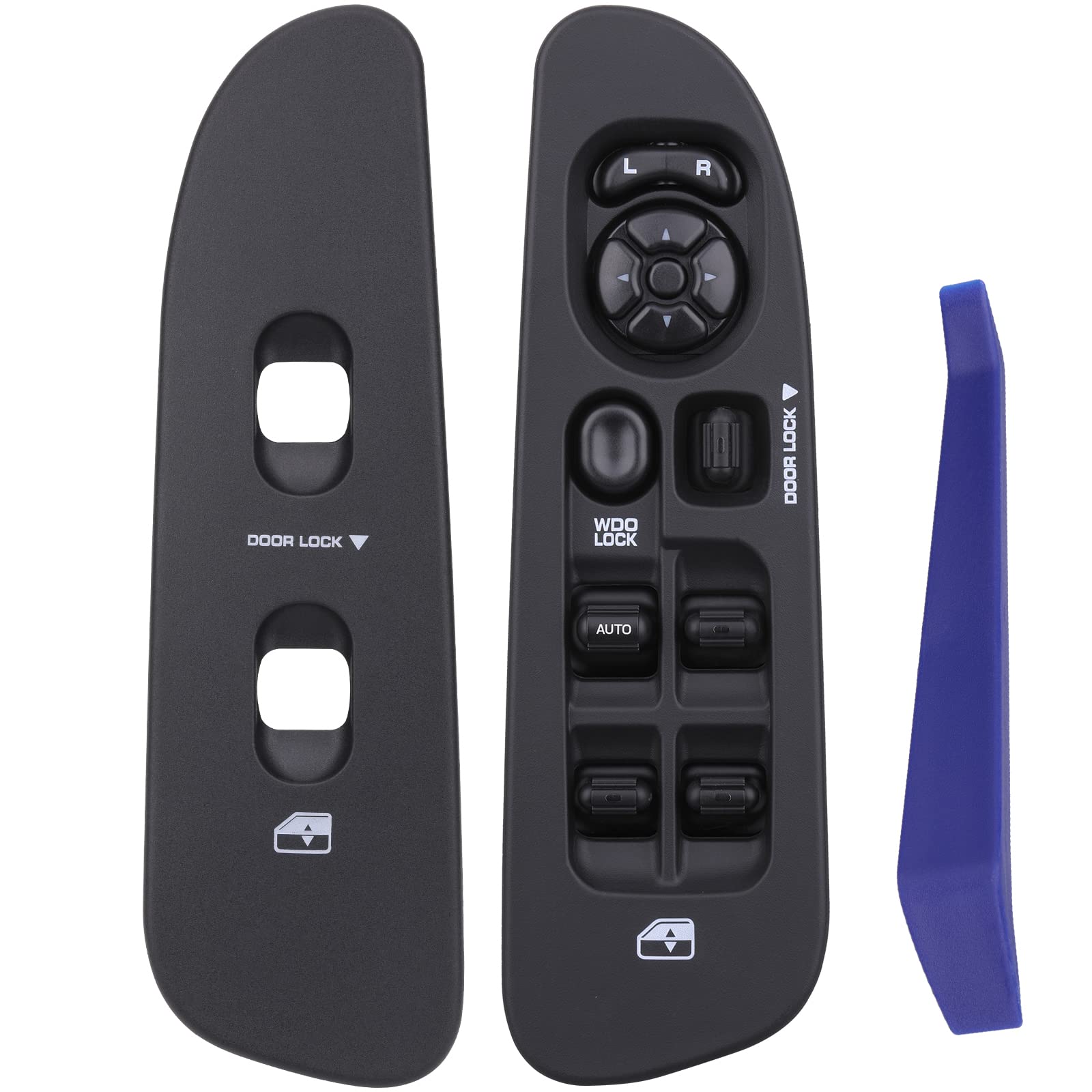 Obaee Power Window Control Switch Button&Bezel(Driver Side)& Window Bezel(Passenger Side) Compatible With 2002-2009 Dodge Ram 1500/2500/3500, Black