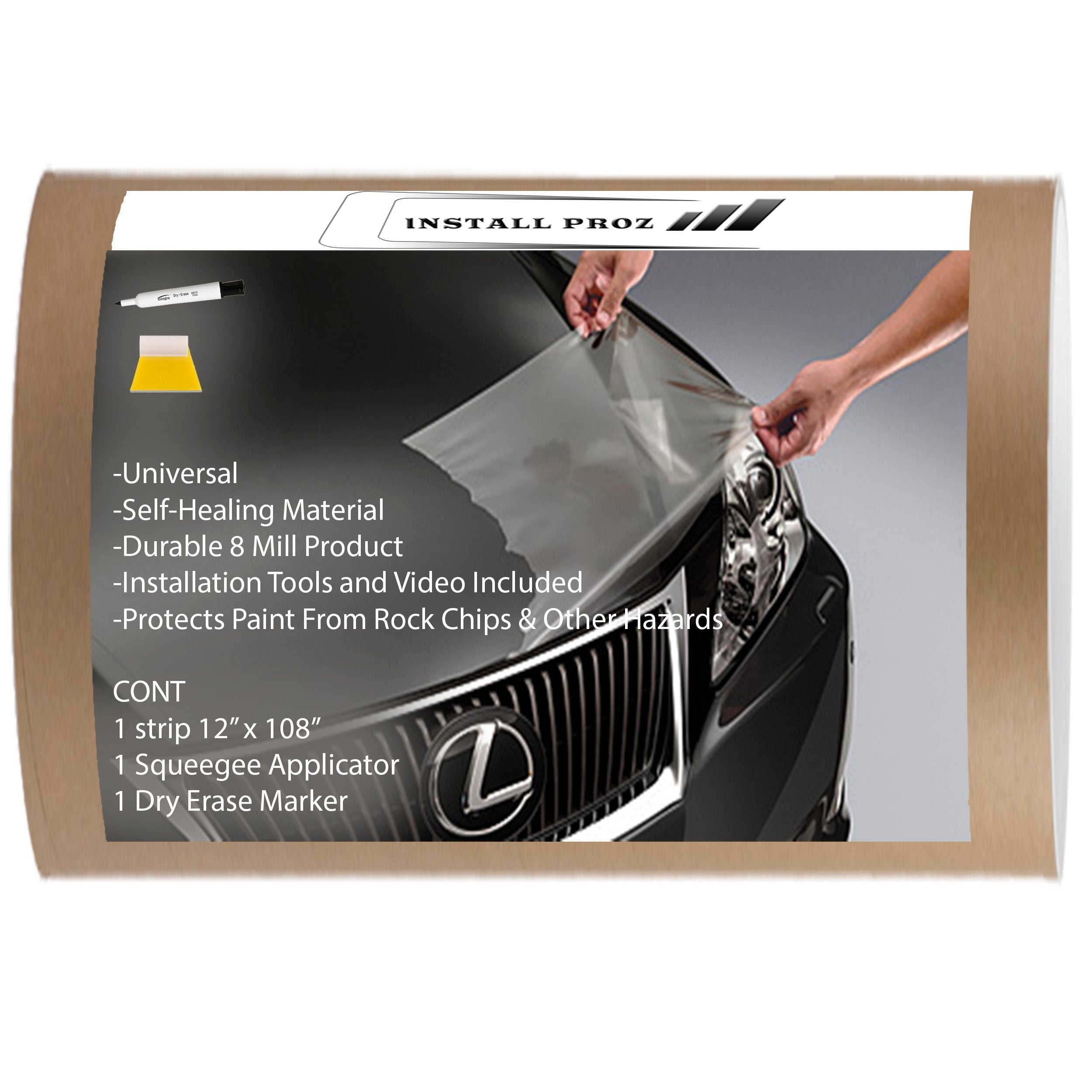 Install Proz Self Healing Universal Clear Paint Protection Bra Hood And Fender Kit (12 X 108)