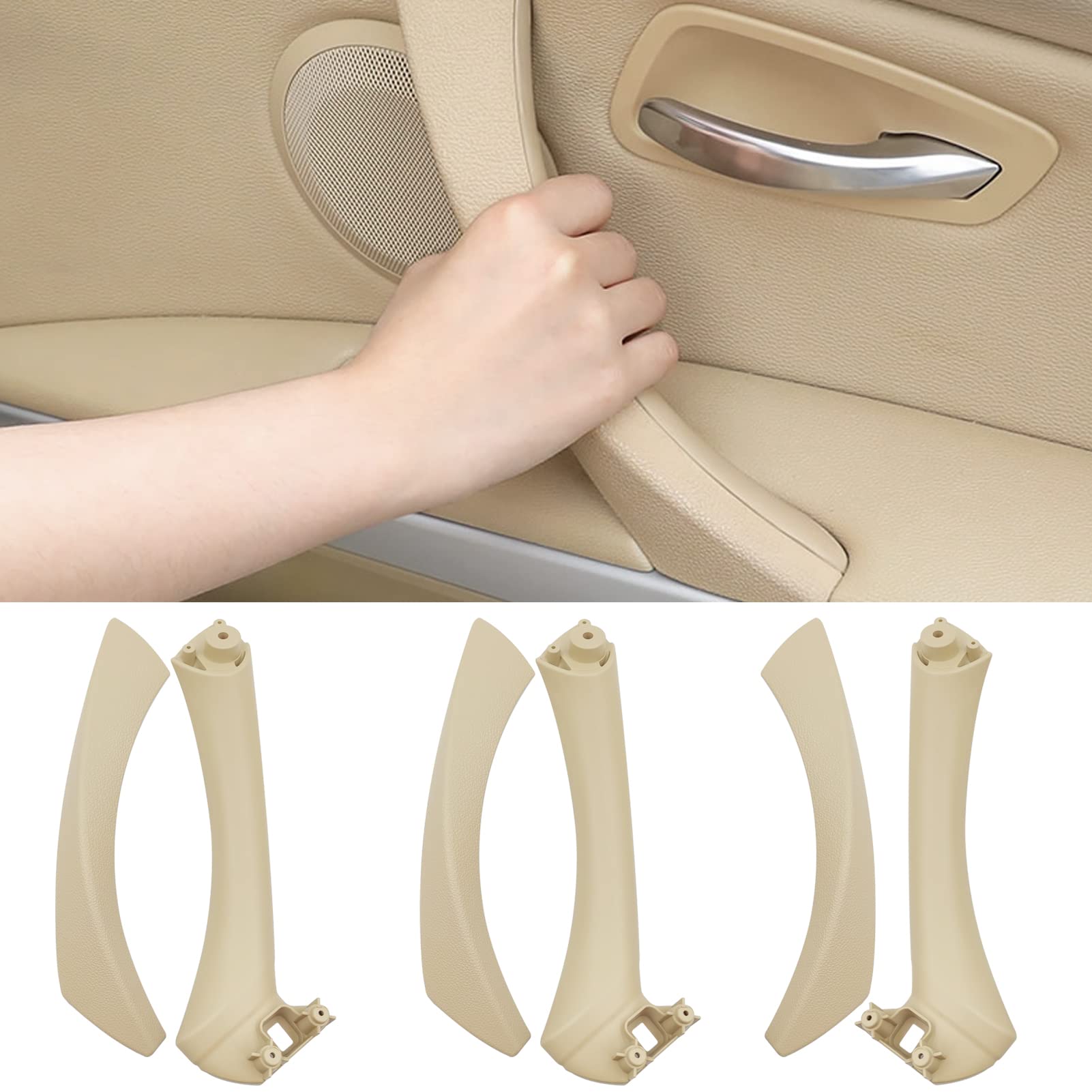Jaronx Compatible With Bmw 3 Series Door Handle E90/E91/E92/E93 2004-2011, 6Pcs Door Pull Handle Replacement Left And Right Interior Door Handle Set For Bmw 318I,320I,323I,325I,328I,330I,335I(Beige)