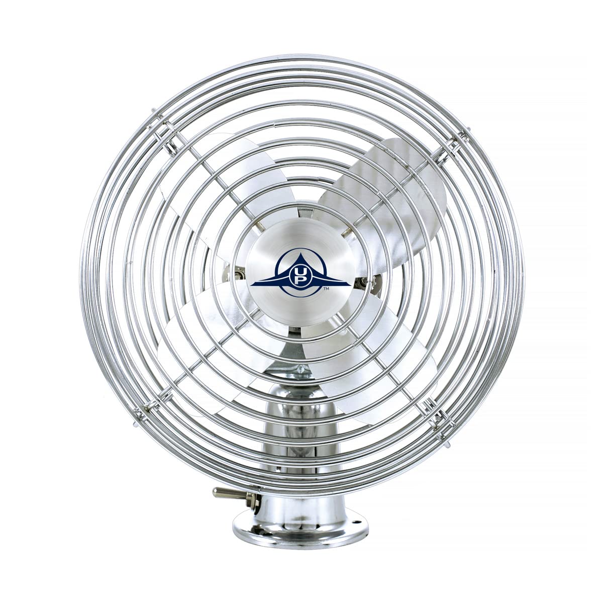 United Pacific 40848 Heavy-Duty Chrome 12V Car Fan W/6 Fan Blade For Cars, Trucks, Rvs, & Vans, All Metal, 2-Speeds, Adjustable Base - One Fan