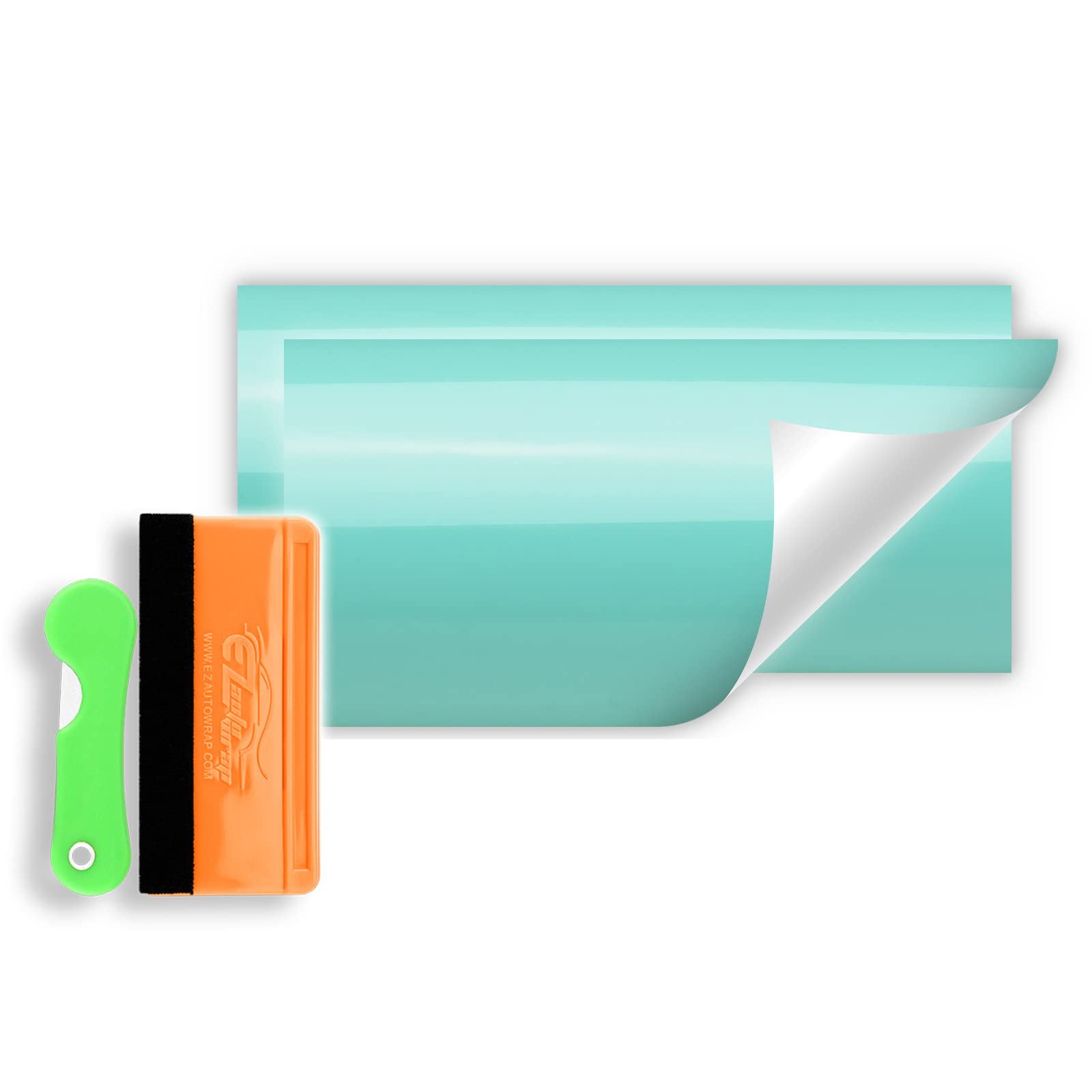 Free Tool Kit 2Pcs 5X10 Compatible With Chevy Emblem Bowtie Gloss Teal Blue Vinyl Wrap Sticker Decal Film Overlay Sheet
