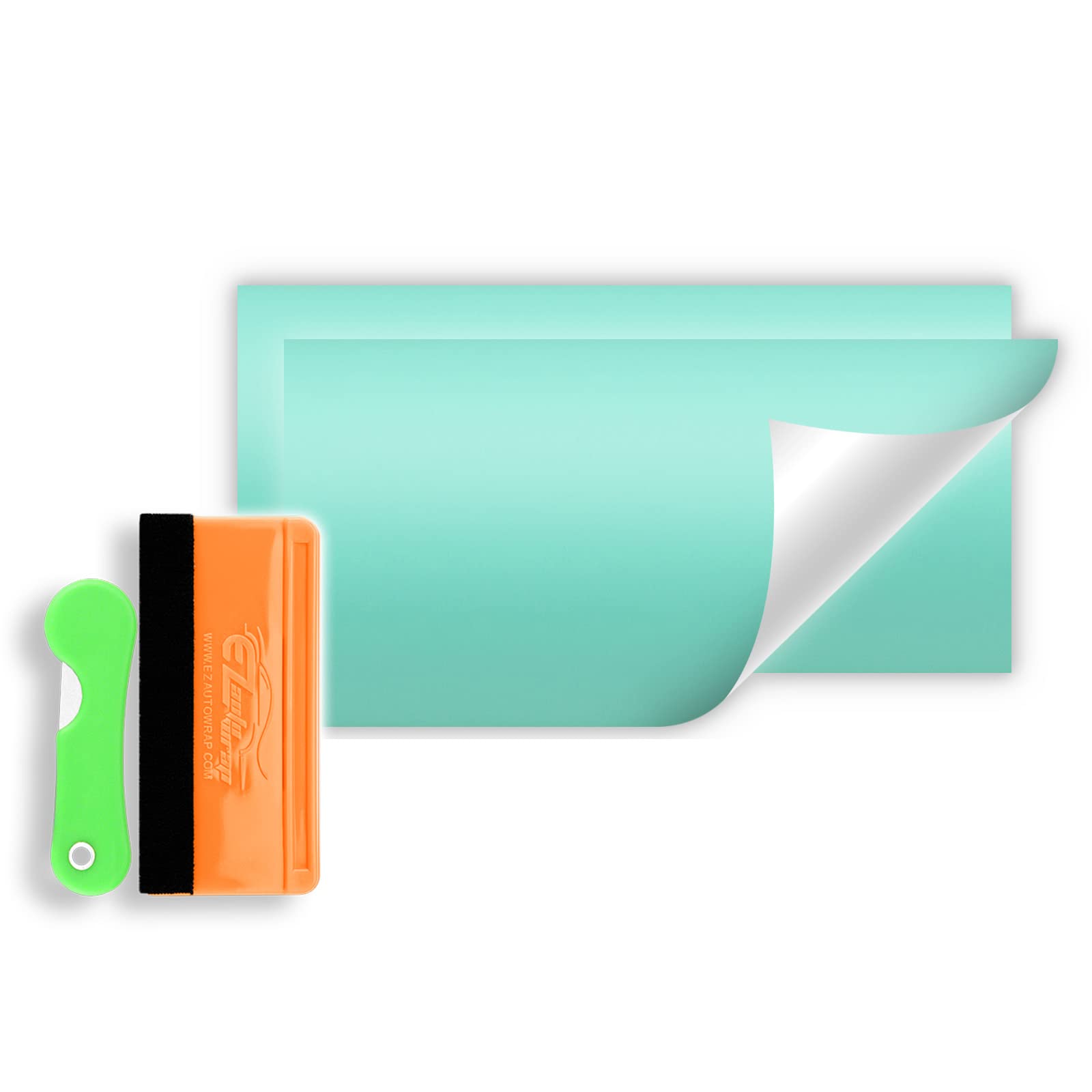 Free Tool Kit 2Pcs 5X10 Chevy Emblem Bowtie Matte Teal Vinyl Wrap Sticker Decal Film Sheet