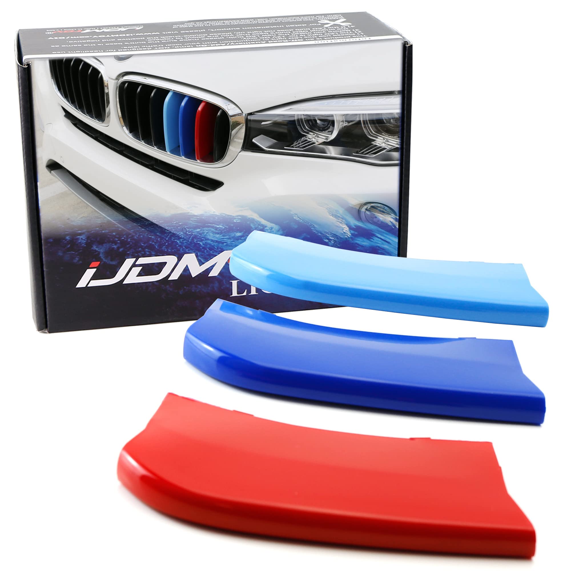 Ijdmtoy Exact Fit M-Color Grille Insert Trims Compatible With Bmw 2014-2018 F15 X5 And 2015-2016 F16 X6 (Does Not Fit 2017 X6) Center Kidney Grill