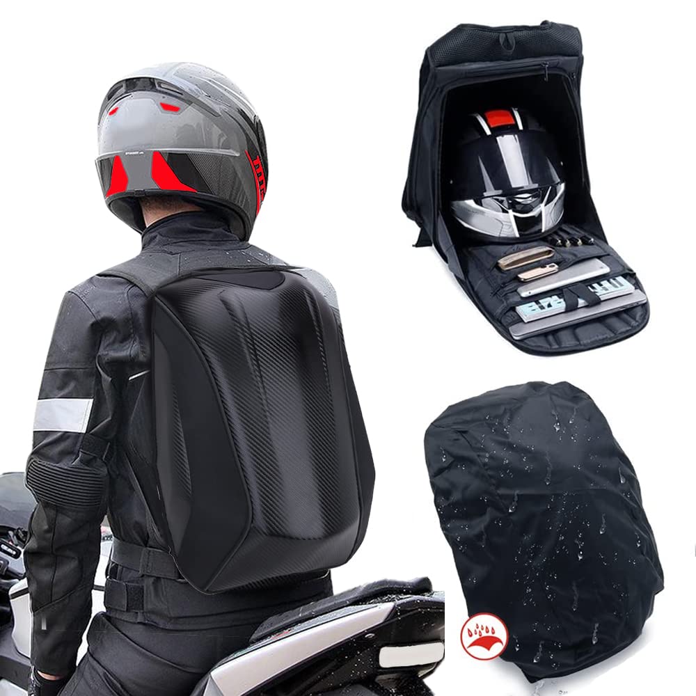 Motorcycle Backpack Waterproof Hard Shell Helmet Backpack Carbon Fiber Riding Backpack For Men Motorcycle Accessories