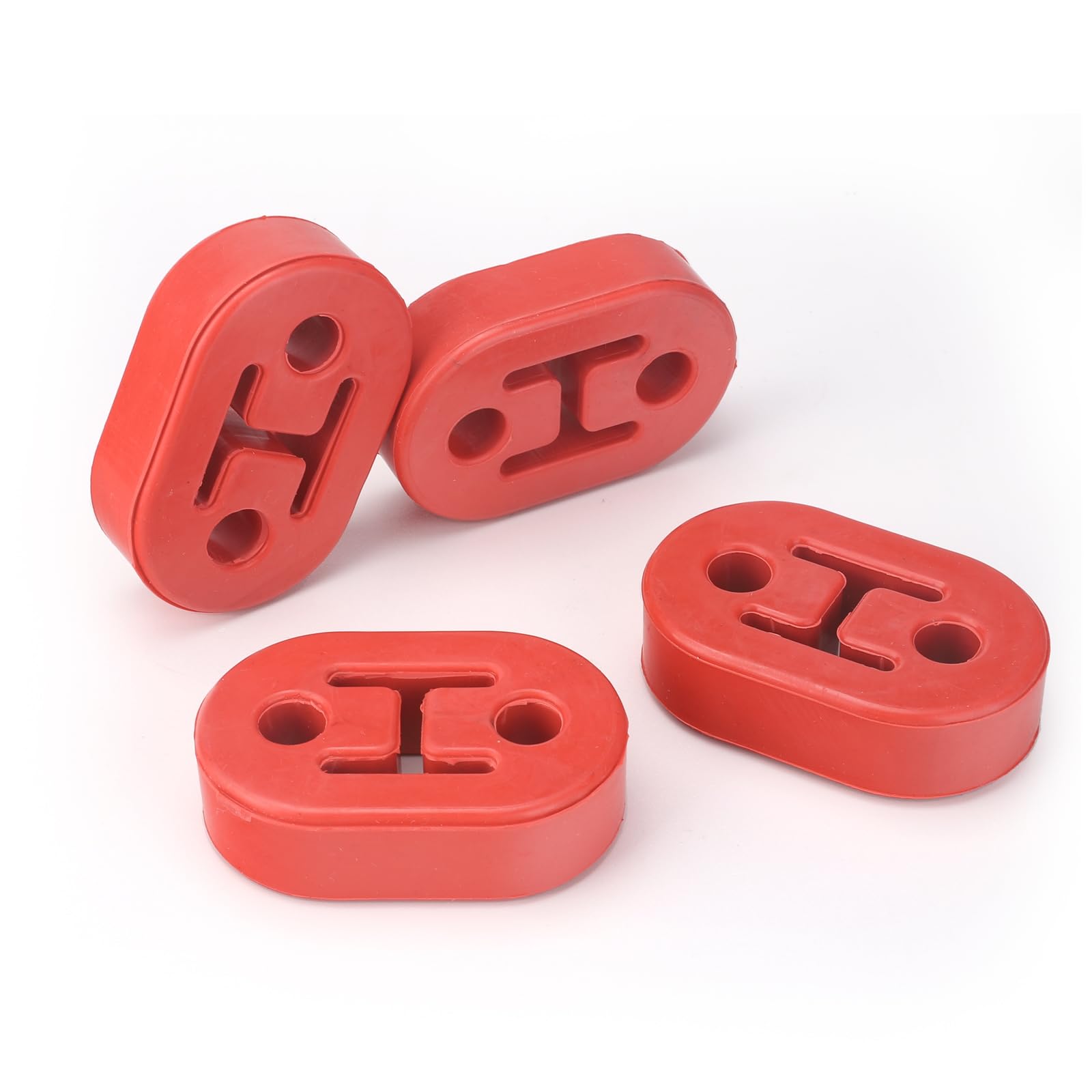 2 Hole Exhaust Hangers Upgrade Epdm Bushing Muffler Insulator Shock Absorbent Mount Bracket High-Density Muffler 12Mm Hole (73Mm X 47Mm X 21Mm) Universal Fit - Pack Of 4 (Red)