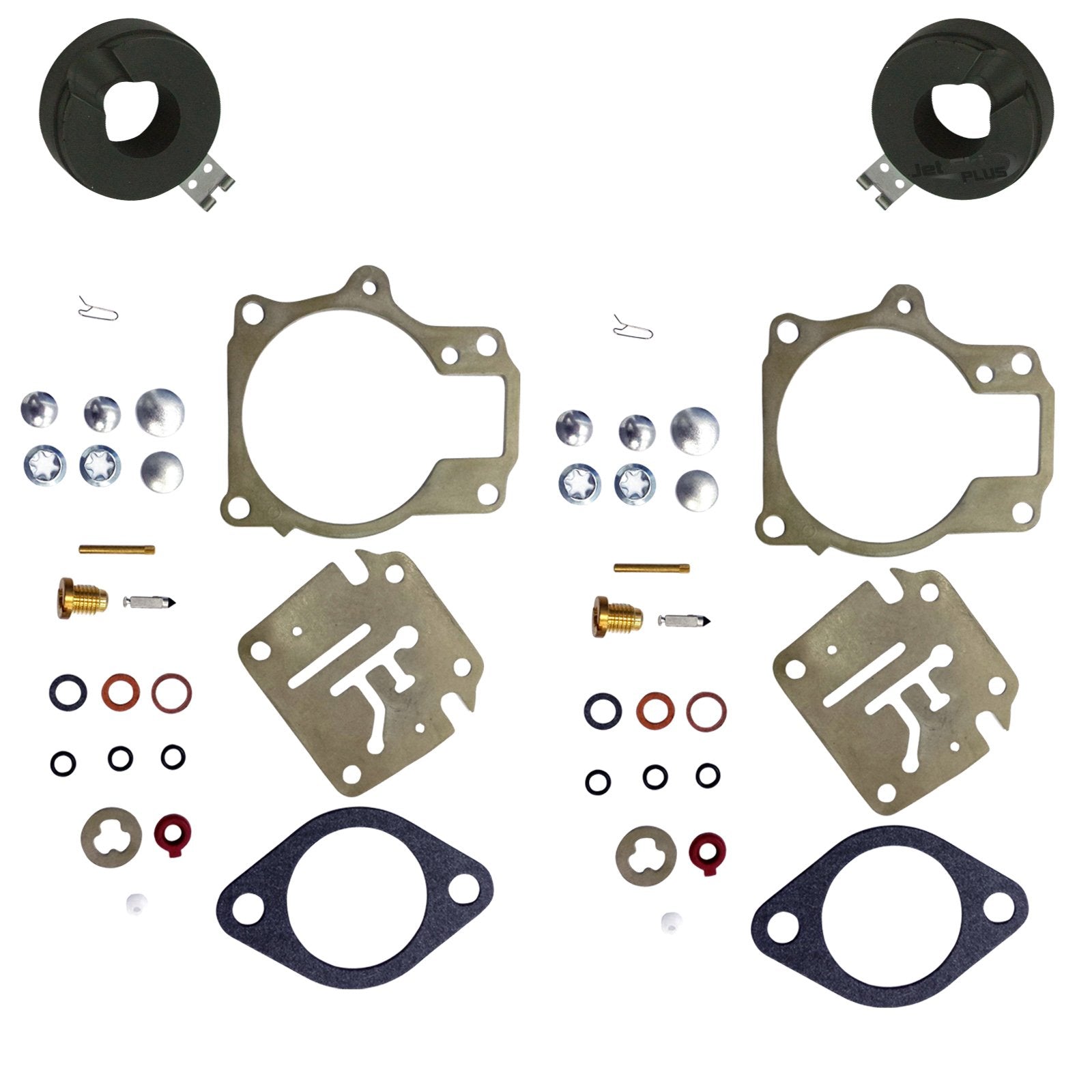 2 (Twin) Pack Venom Brand Carburetor Carb Rebuild Repair Kit With Float, Compatible With Johnson Evinrude Many 18 20 25 28 30 35 40 45 48 50 55 60 65 70 75 Hp Outboard Motors) (See Chart For Fitment)