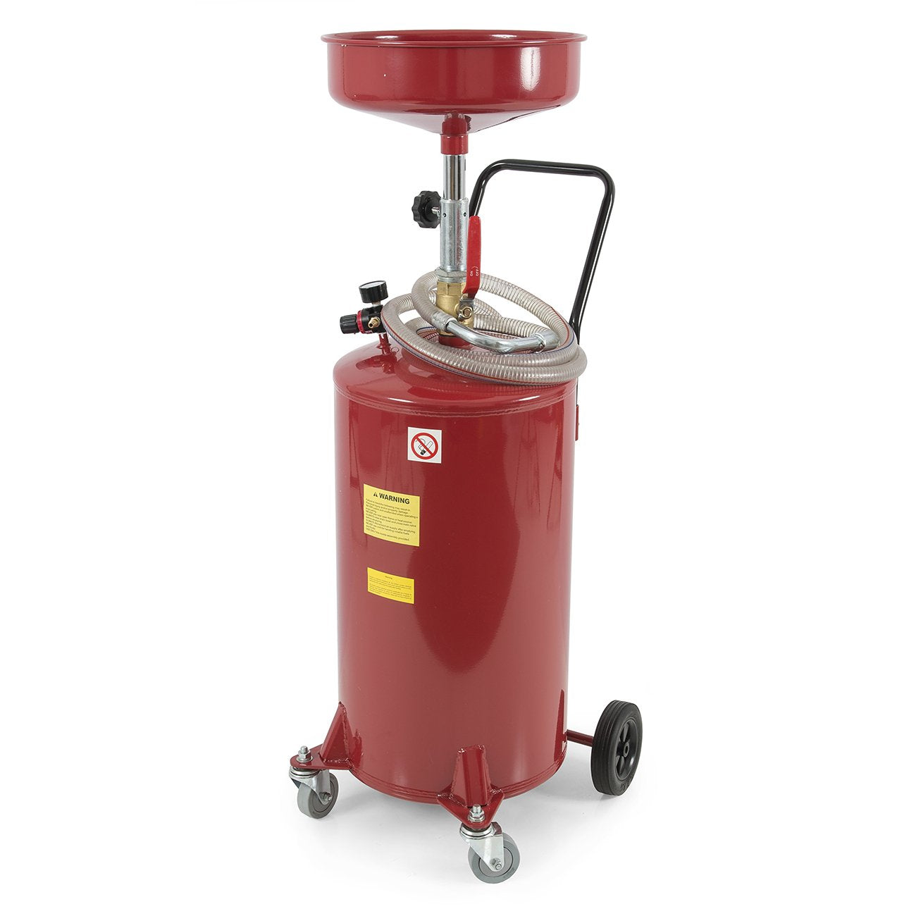 Arksen 20 Gallon Waste Oil Change Tank, Portable Air Operated Fluid Drain Disposal With Adjustable Height, Heavy Duty Construction With Wheels, Automotive - Red