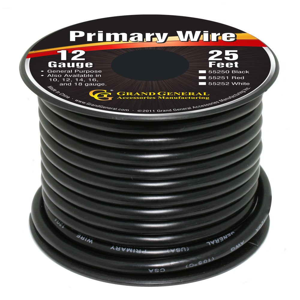 Grand General 55250 Black 12-Gauge Primary Wire