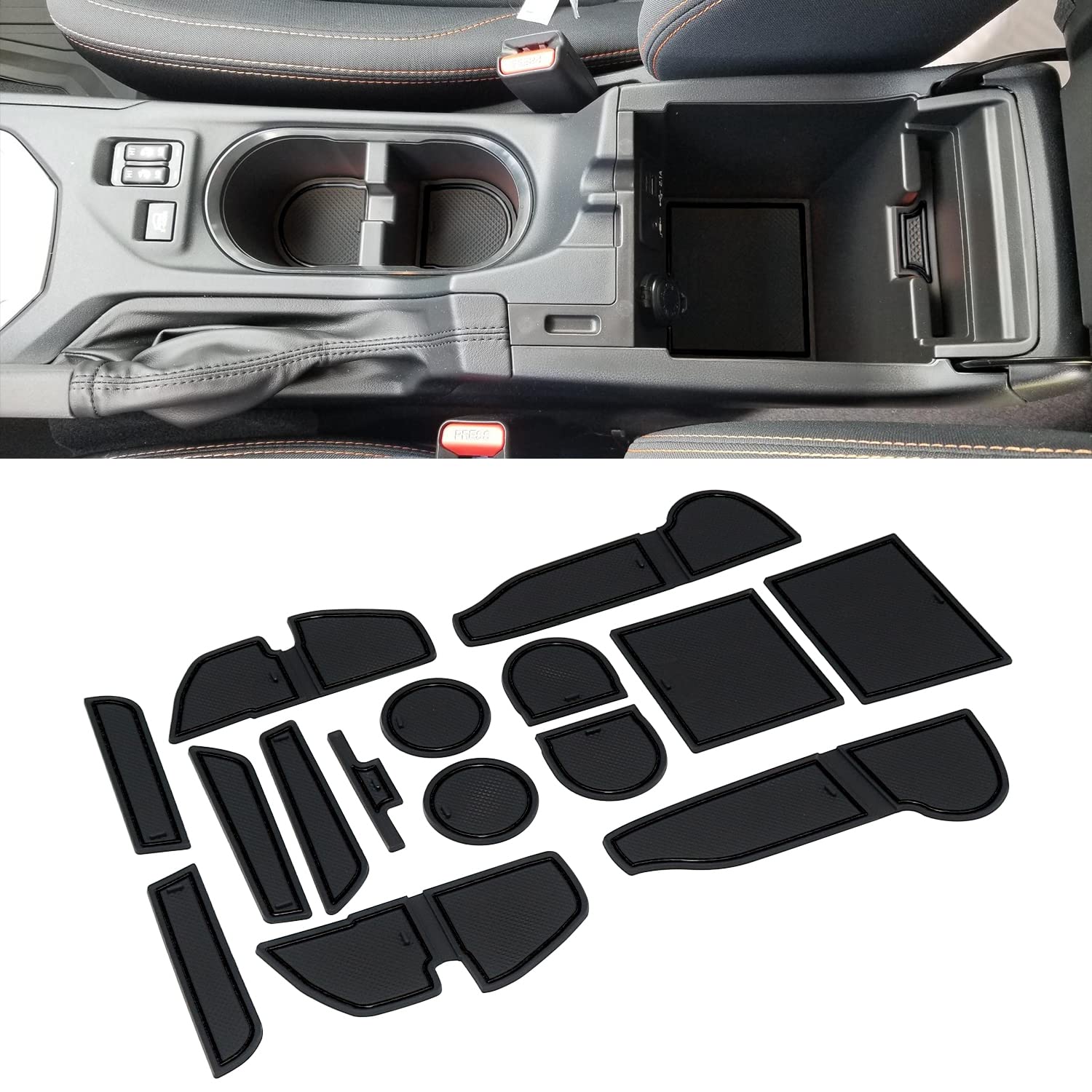 Mochent Cup Holder Insert For Subaru Crosstrek 2023 2022 2021 2020 2019 2018 And For Subaru Impreza 2017-2023 Center Console Mat Non-Slip Door Pocket Liners Interior Accessories (Black)