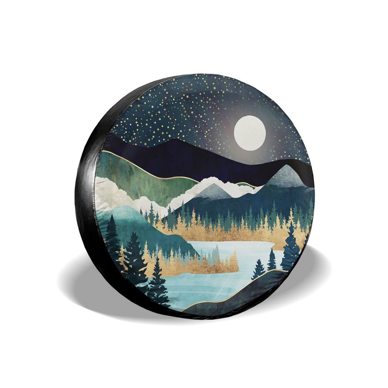 Cozipink Abstract Mountains Deer Lake Landscape Spare Tire Cover Wheel Protectors Weatherproof Wheel Covers Universal Fit For Trailer Rv Suv Truck Camper Travel Trailers Accessories 14In