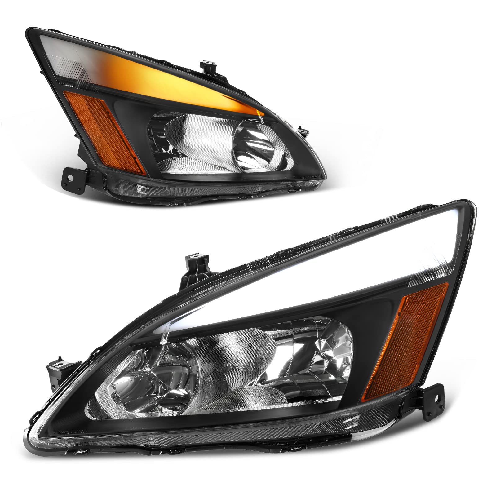 Autosaver88 Headlight Assembly Compatible With 2003 2004 2005 2006 2007 Accord Headlight Assembly Oe Headlamp Replacement Black Housing Clear Reflector