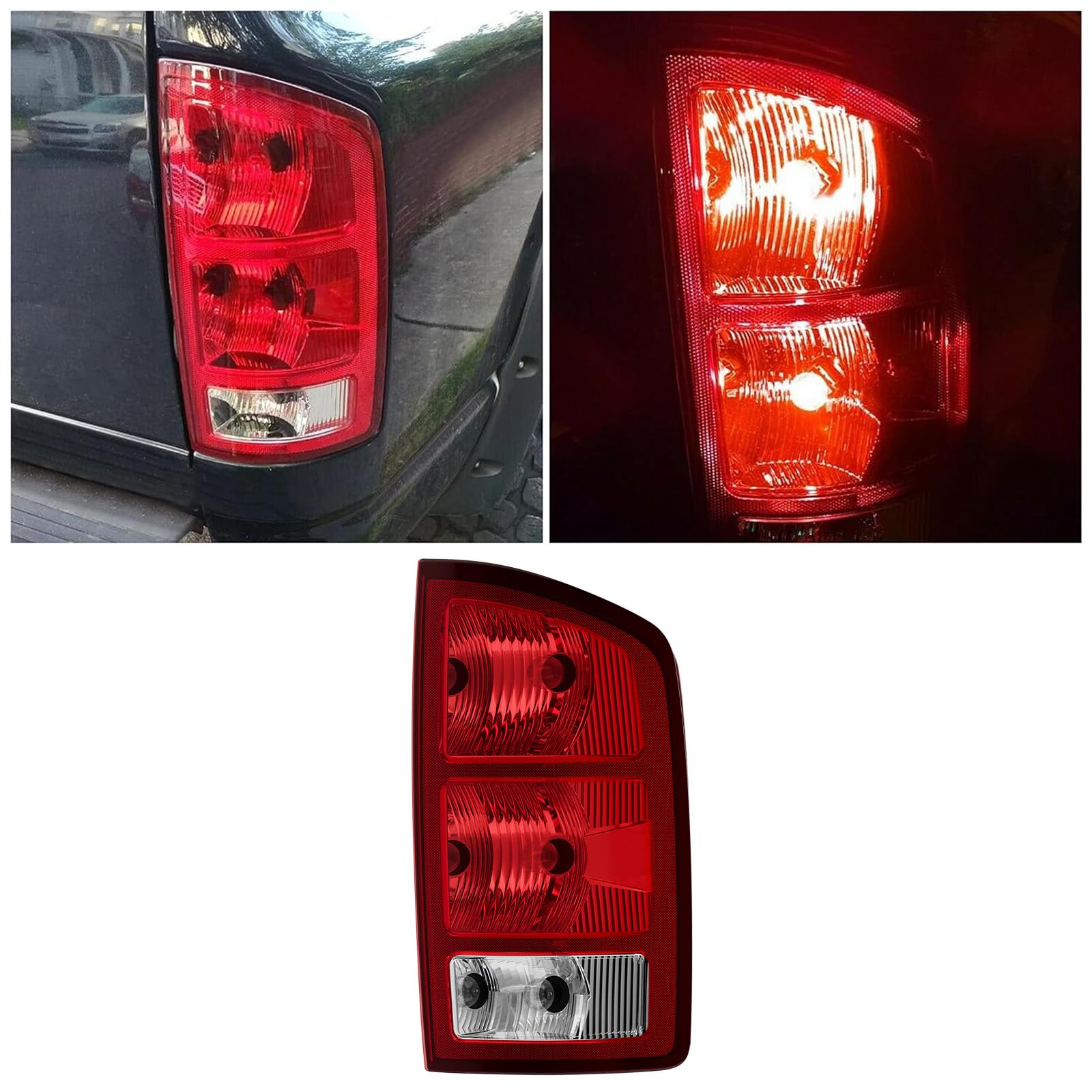 Ecotric Tail Light Compatible With 2002-2006 Dodge Ram 1500/2003-2006 Ram 2500 3500 Taillight Brake Turn Signal Light With The Bulbs Rh Replacement For 55077348Af Ch2801147 (Passenger Side)