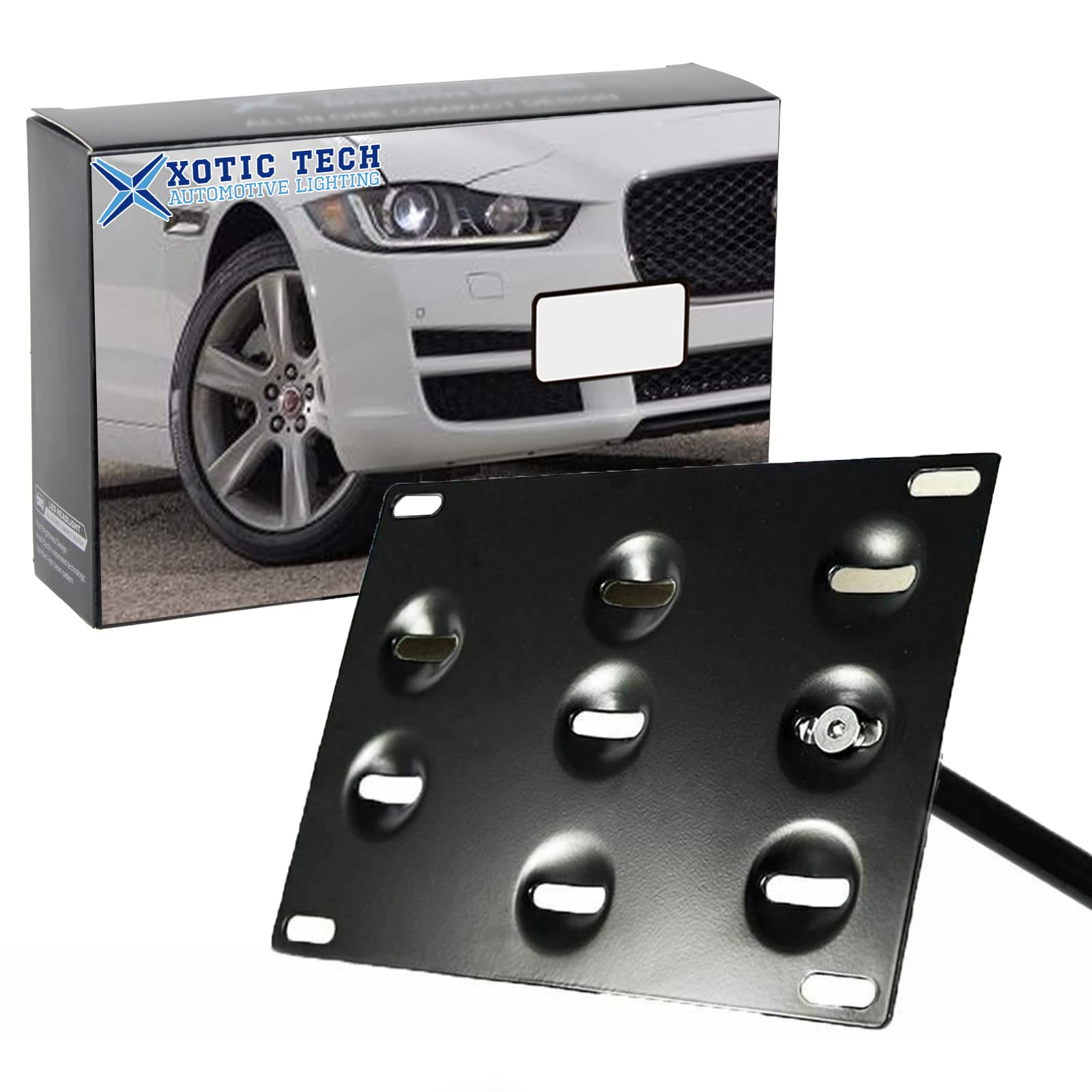 Xotic Tech Tow Hook License Plate Screw On Mount Bracket Compatible With Cadillac Cts Cts-V 2008-2013 (Black)