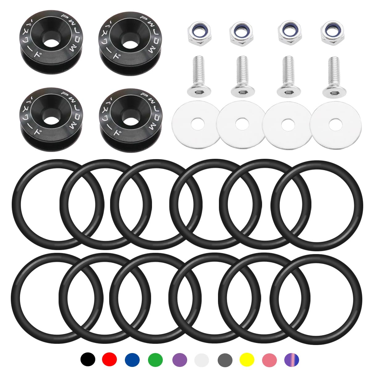 Taiss Bumper Quick Release (Black), Front And Rear Bumper Tight Plate Fixing Kits, Supporting Reinforcing Washers And Screws, Compatible With Gm Bumper Engine Hatch Kit.