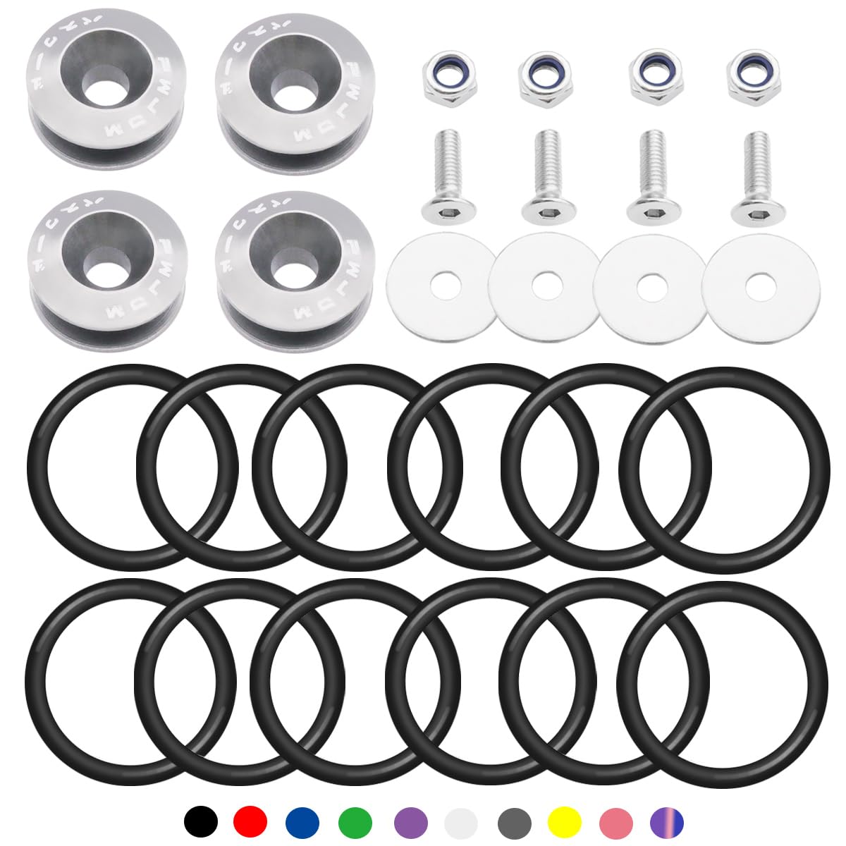 Taiss Bumper Quick Release (Silver), Front And Rear Bumper Tight Plate Fixing Kits, Supporting Reinforcing Washers And Screws, Compatible With Gm Bumper Engine Hatch Kit.