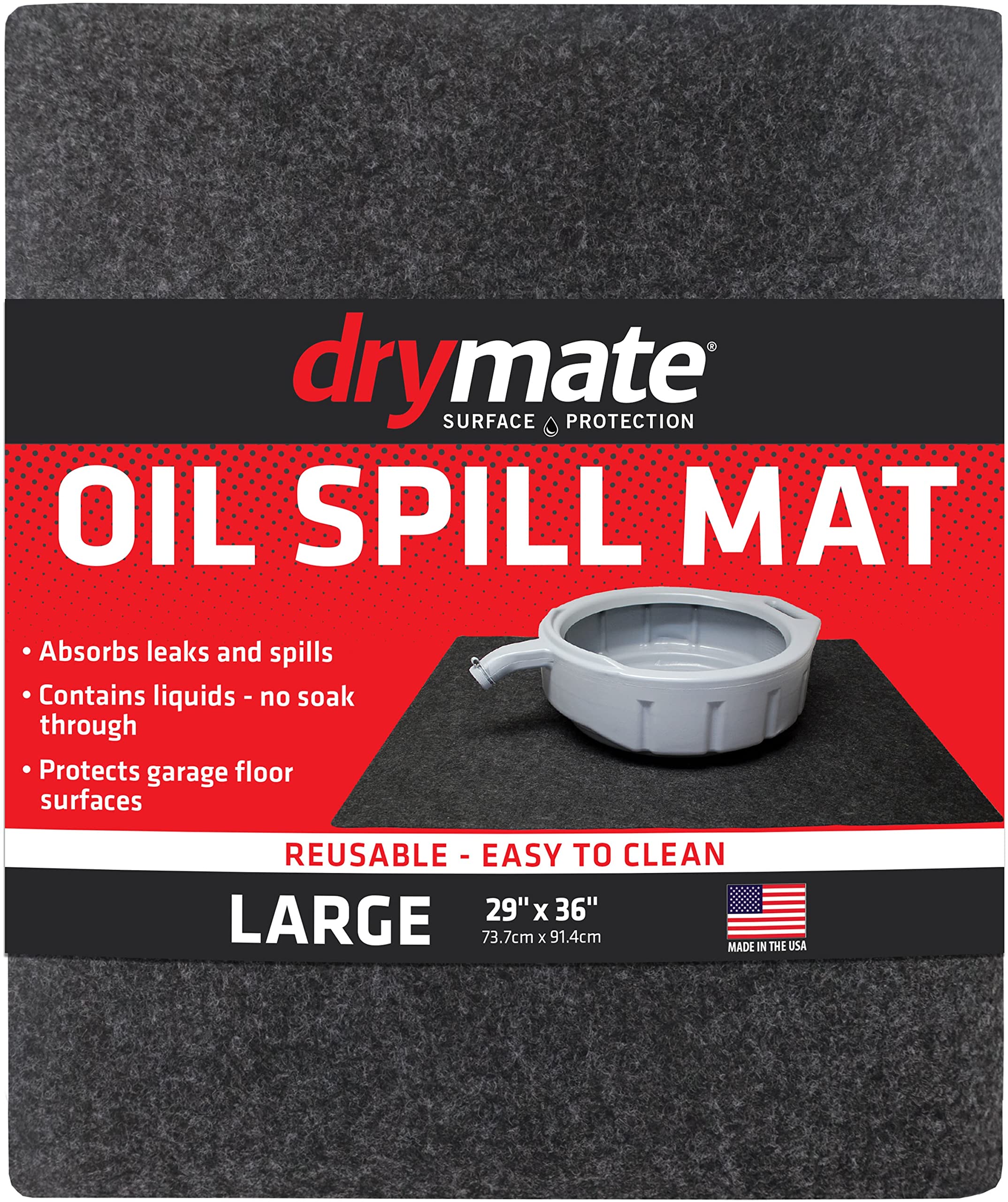 Drymate Garage Floor Mat, (17' X 7'4), Protects Surfaces, Transforms Garage - Absorbent/Waterproof/Durable (Usa Made) (Charcoal) (Includes Double Sided Tape)