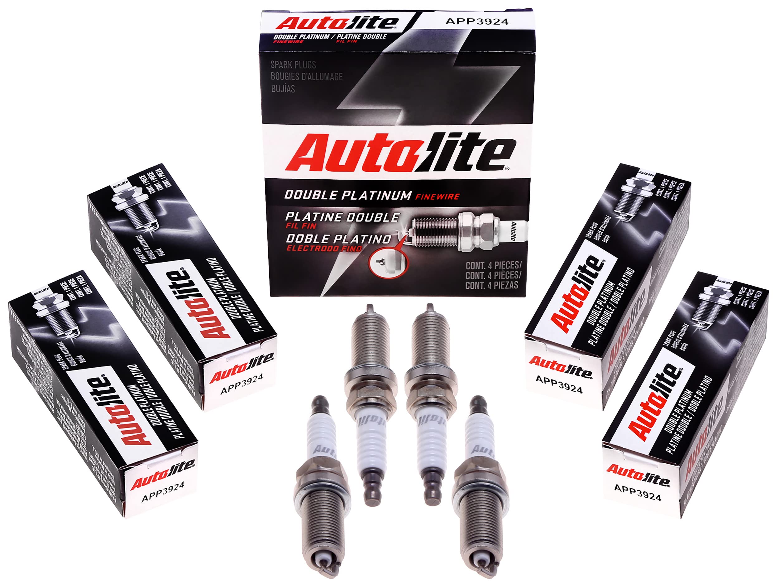 Autolite App3924 Double Platinum Automotive Replacement Spark Plugs (4 Pack)