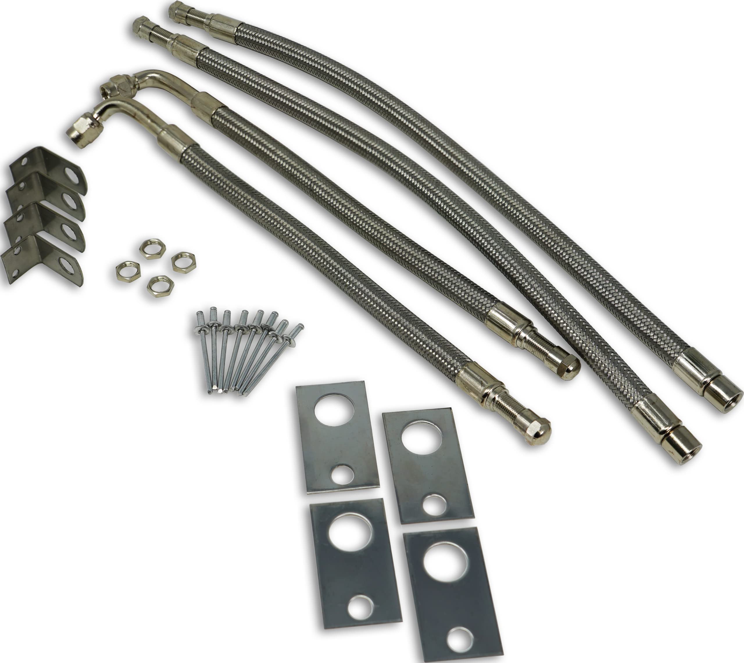 Tireminder 16-19.5 Inch Braided Steel Valve Extender Kit For Dually Wheels, Rim Mounted, 4 Pack