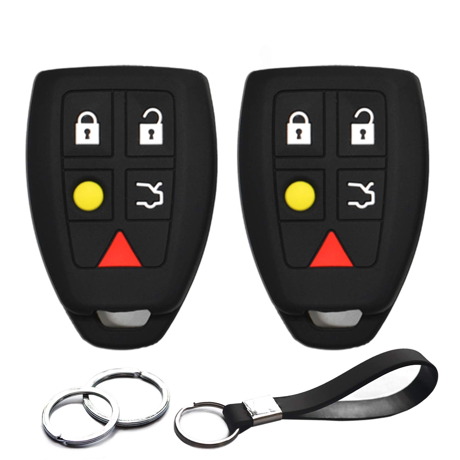 Infipar 2Pcs Compatible With Volvo C30 C70 S40 V50 Key Fob Cover Case Key Chain Protector Keyless Remote Holder