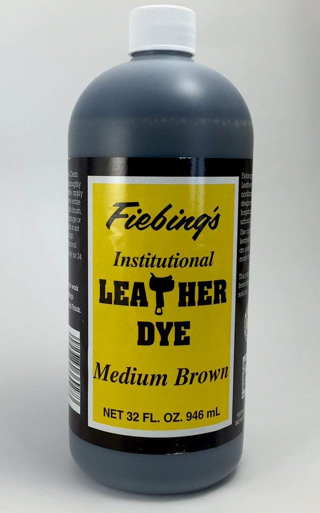 Fiebing'S Leather Dye - Medium Brown, 32 Oz - Alcohol Based Penetrating & Permanent Leather Dye